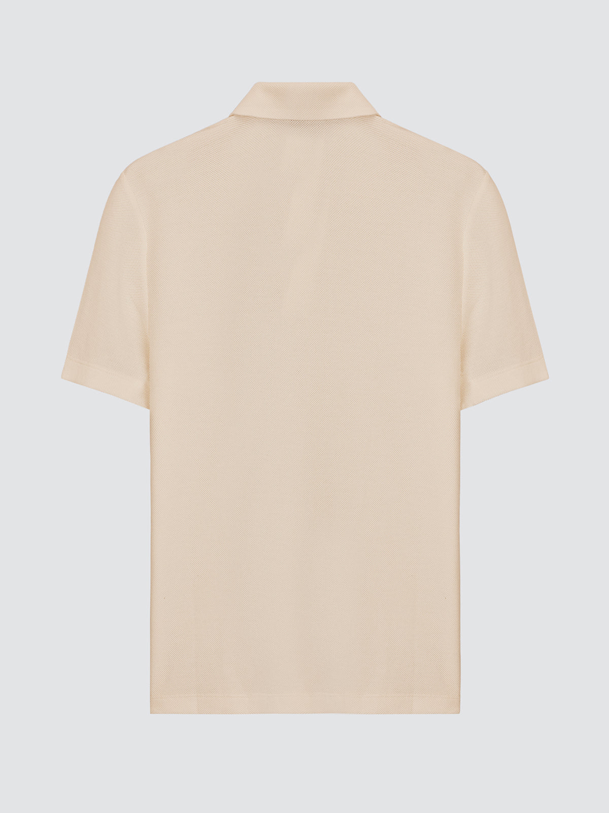 Polo texturé beige en coton et soie