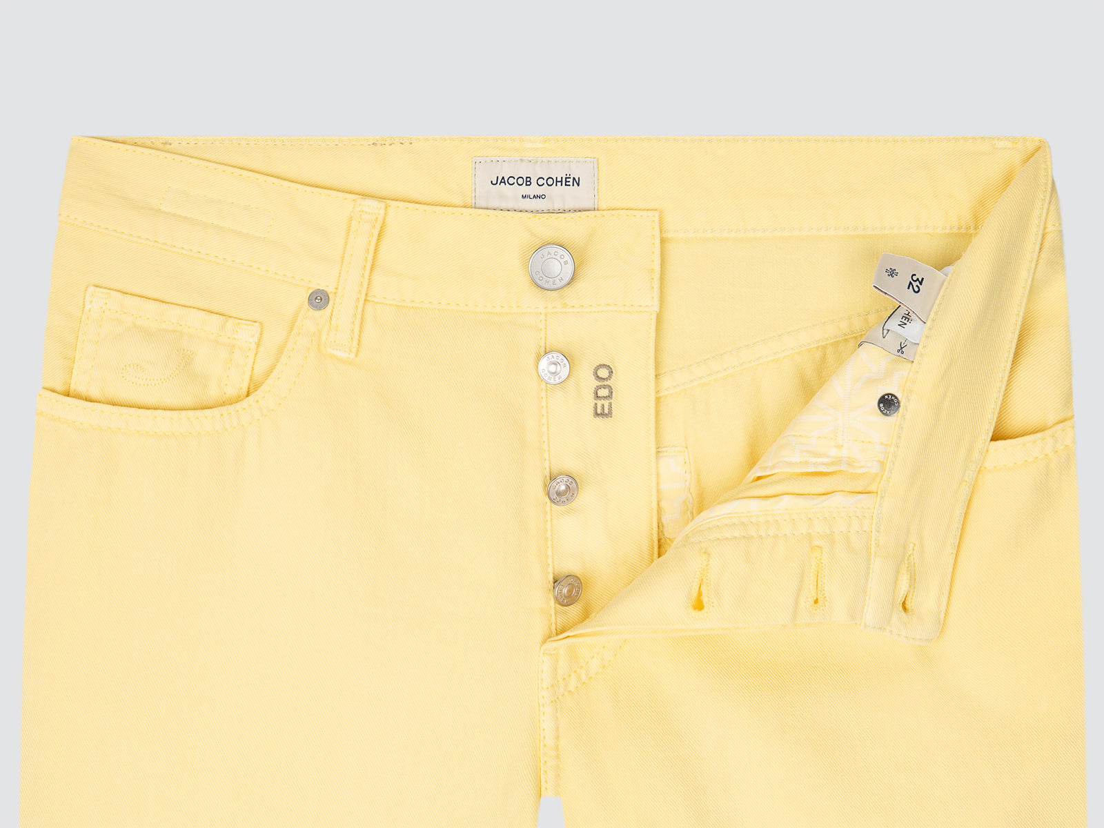 Edo pantalon coupe droite classique coton bull jaune clair