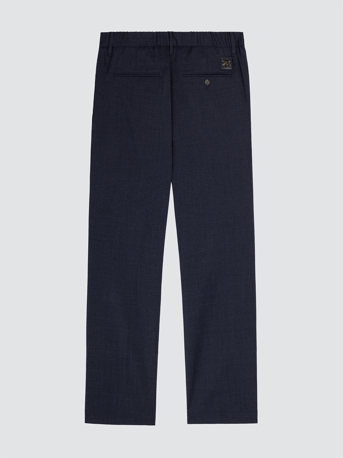 Navy blue pants on a light gray background
