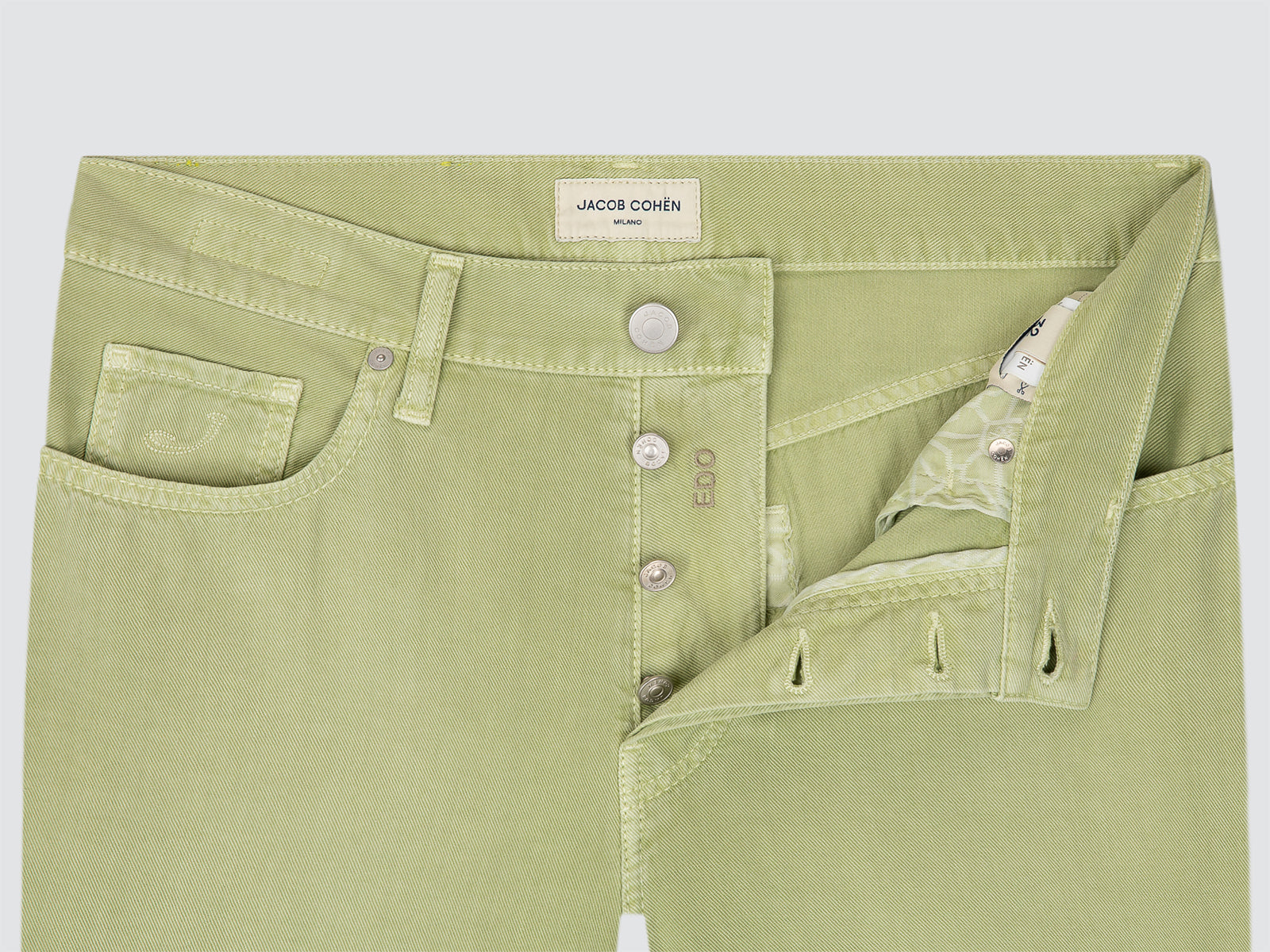 Edo Pantalon coupe droite vert sauge coton léger