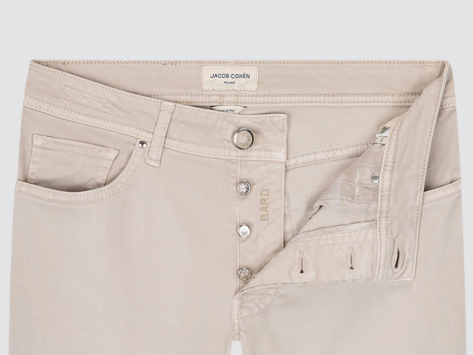 Bard 5-Pocket-Hose Off-White Baumwolle Lyocell Stretch-Twill