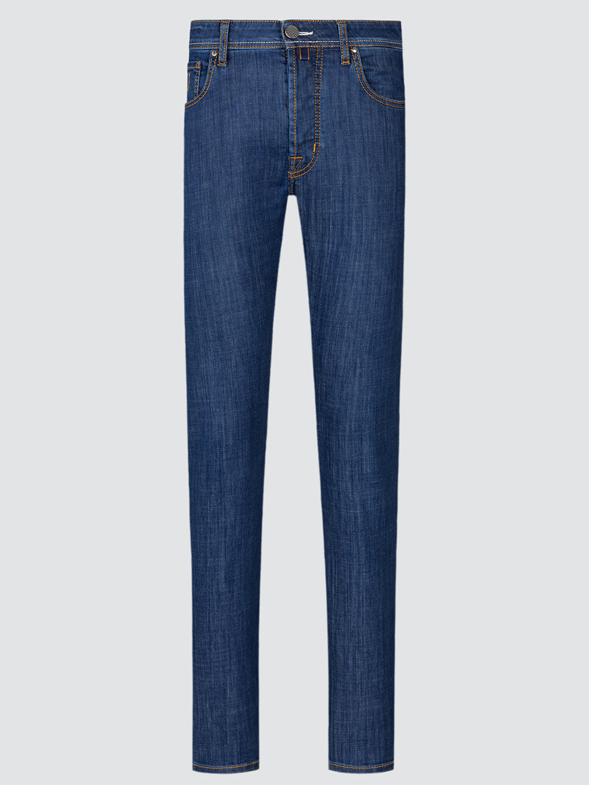 Blue jeans on a light gray background