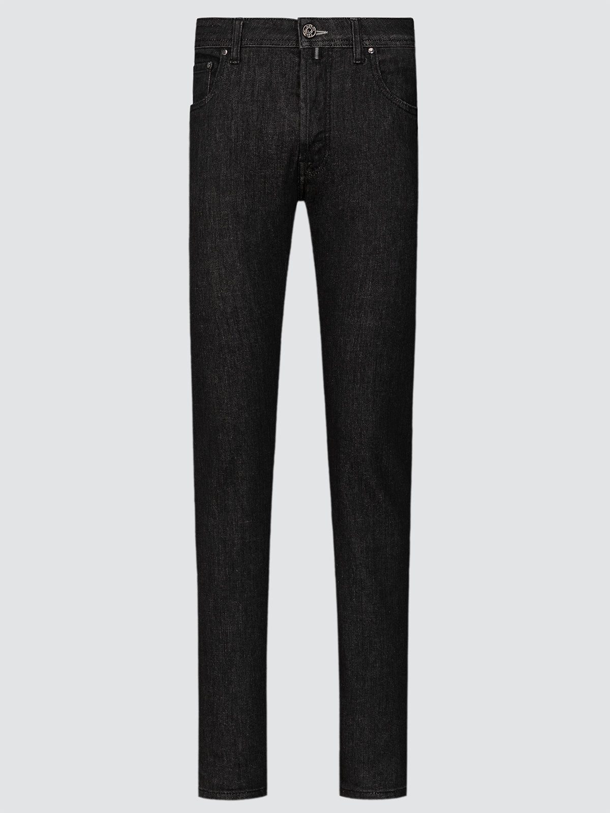 Black jeans on a light gray background