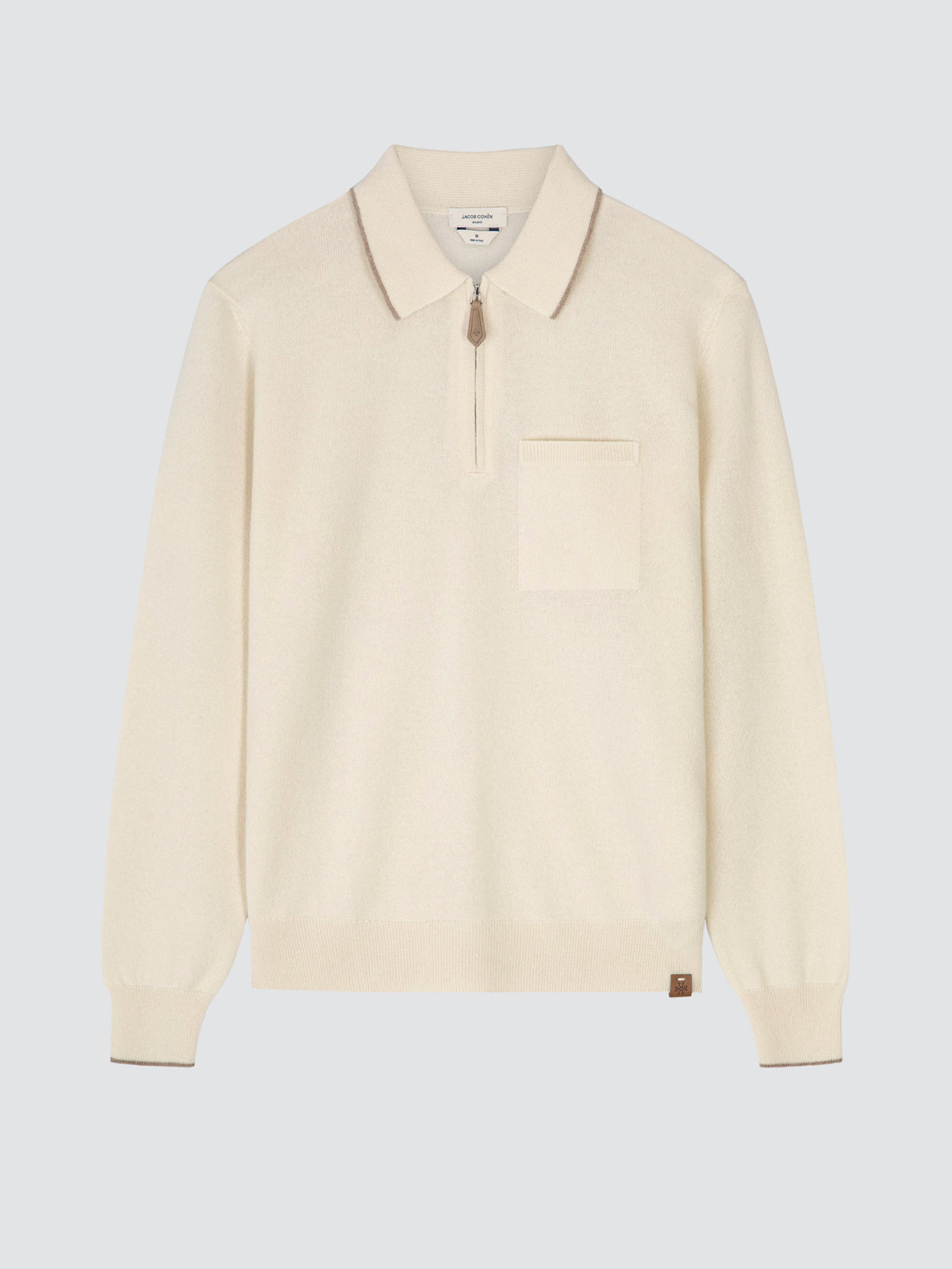 Polo à manches longues en cachemire beige