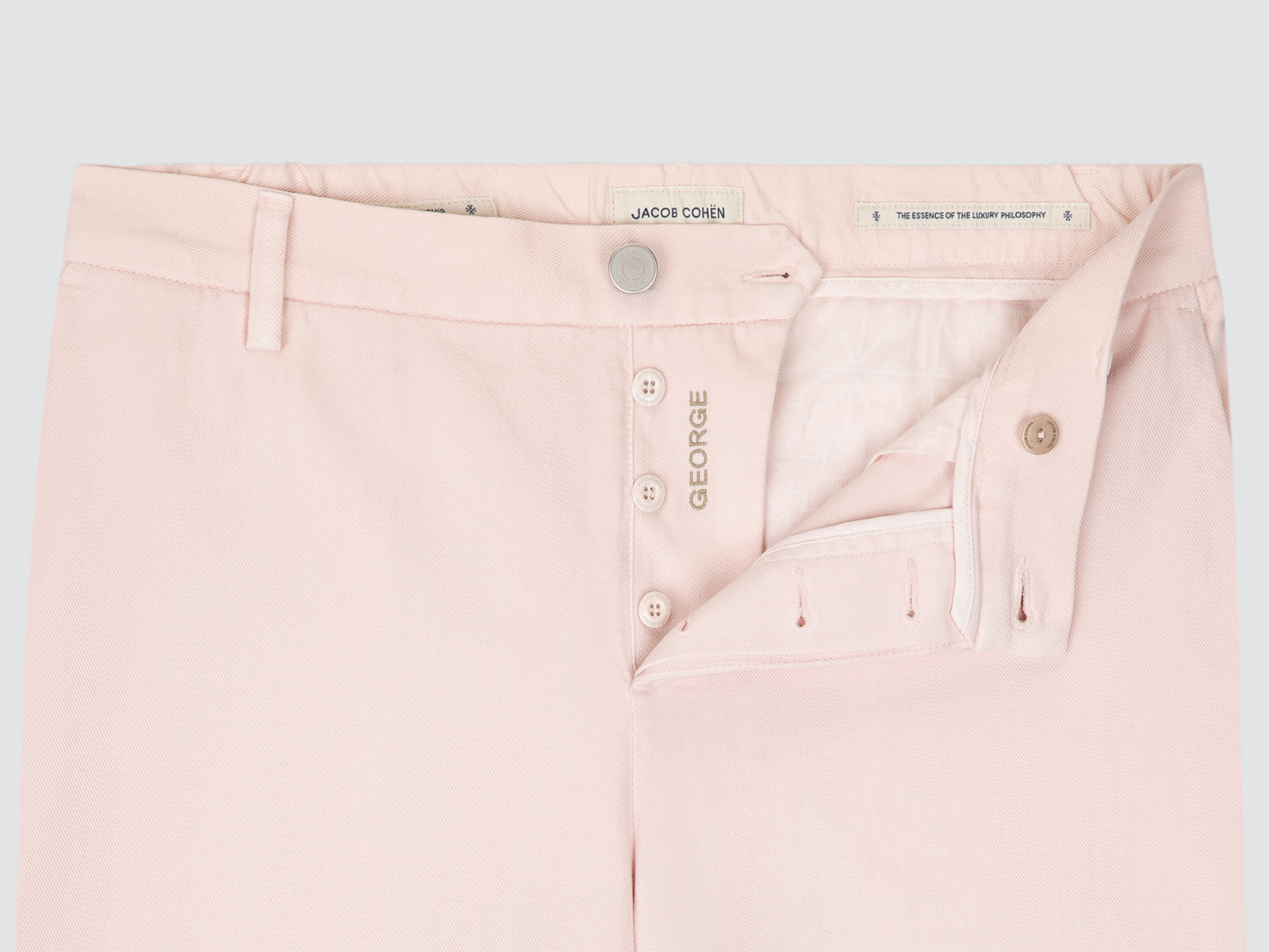George bermuda shorts in powder rose cotton stretch twill