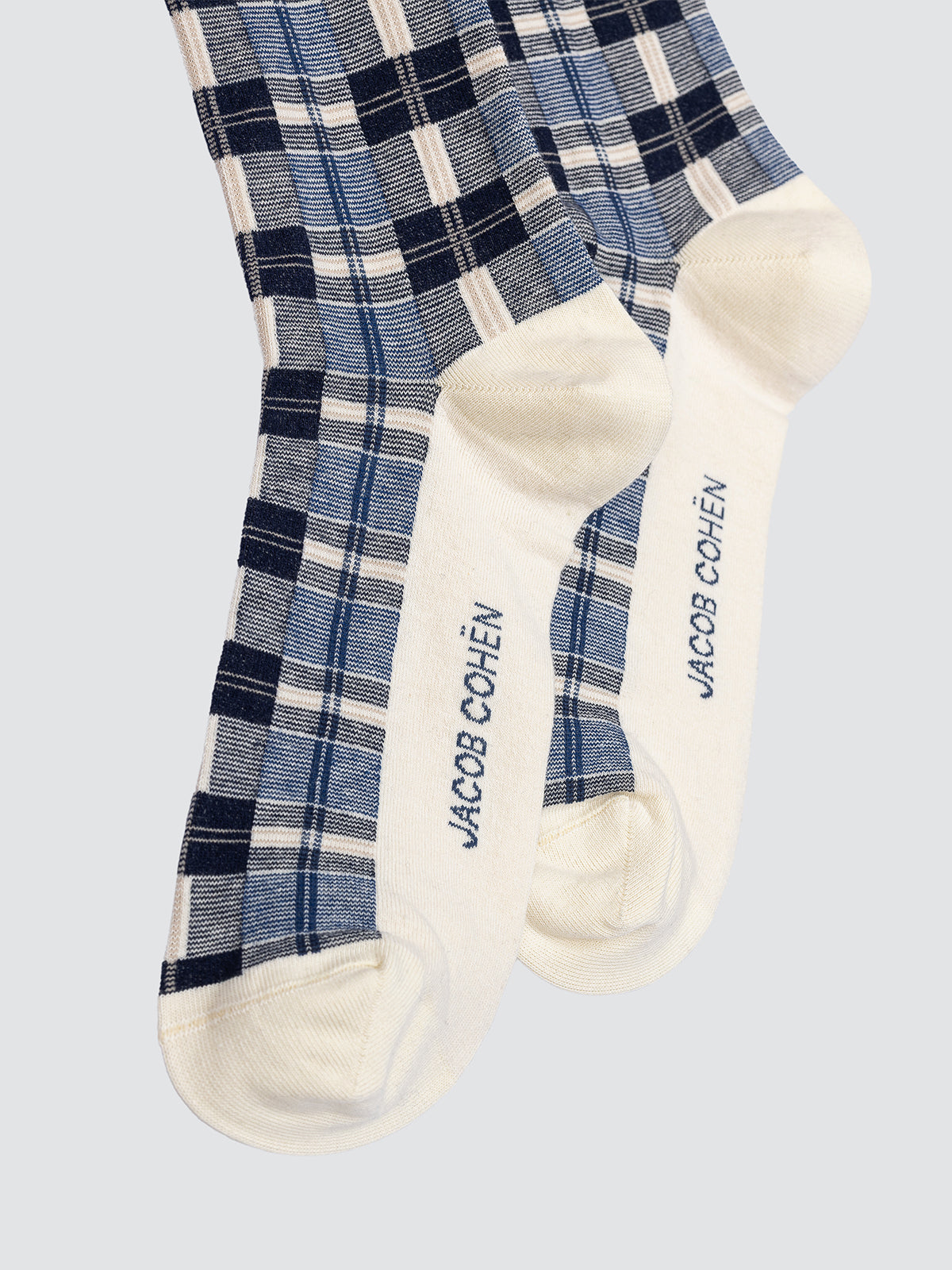 Chaussettes à carreaux premium en coton cachemire bleu