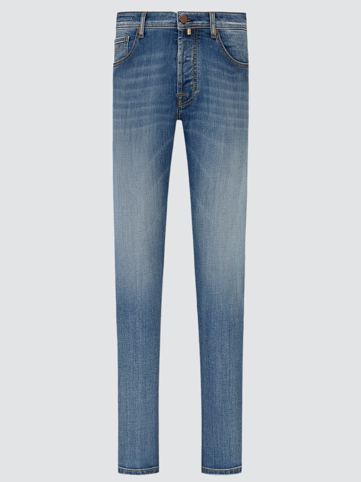 Light Blue jeans washed on a light gray background