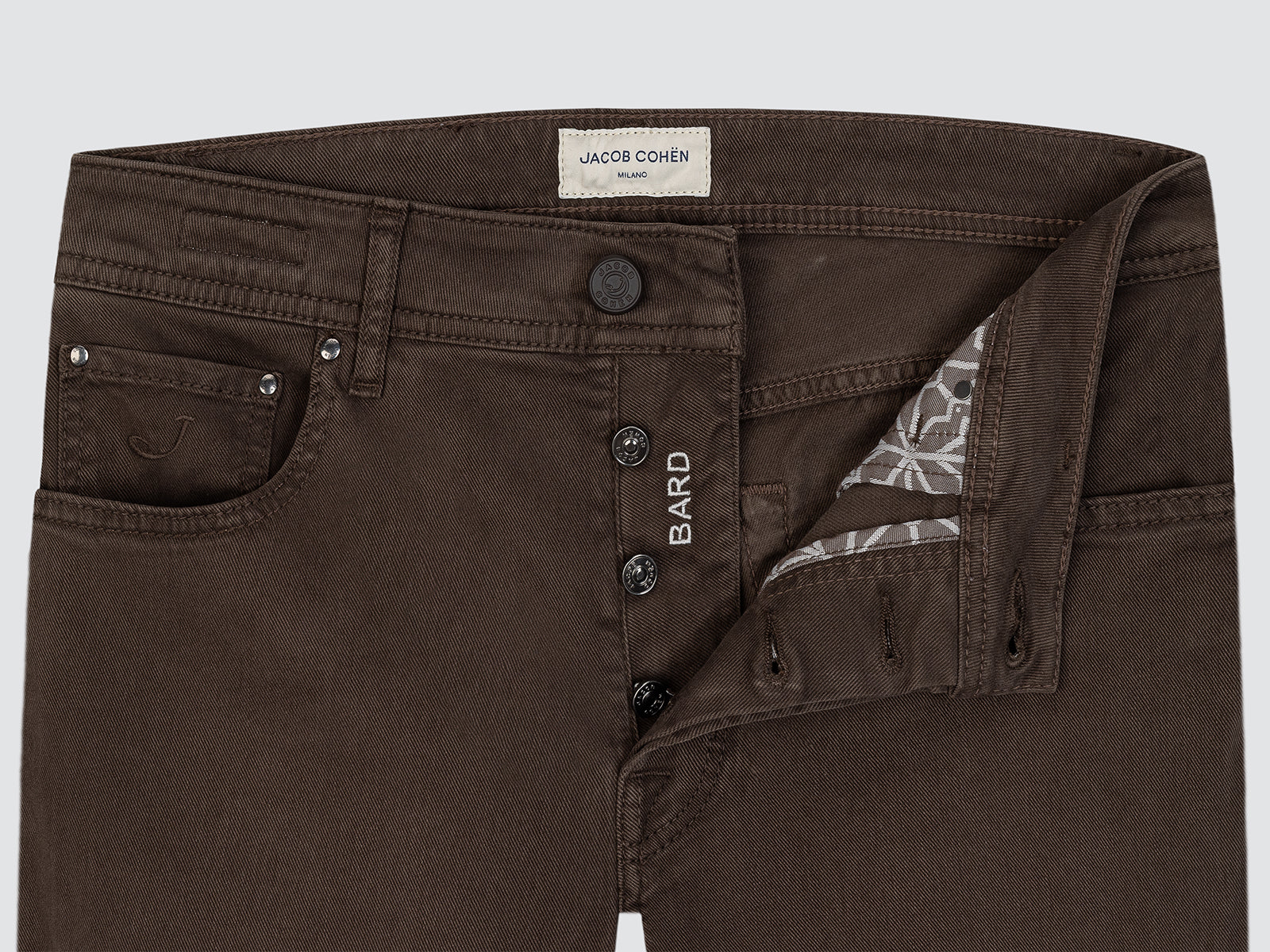 Pantalon 5 poches Bard serge extensible coton lyocell marron