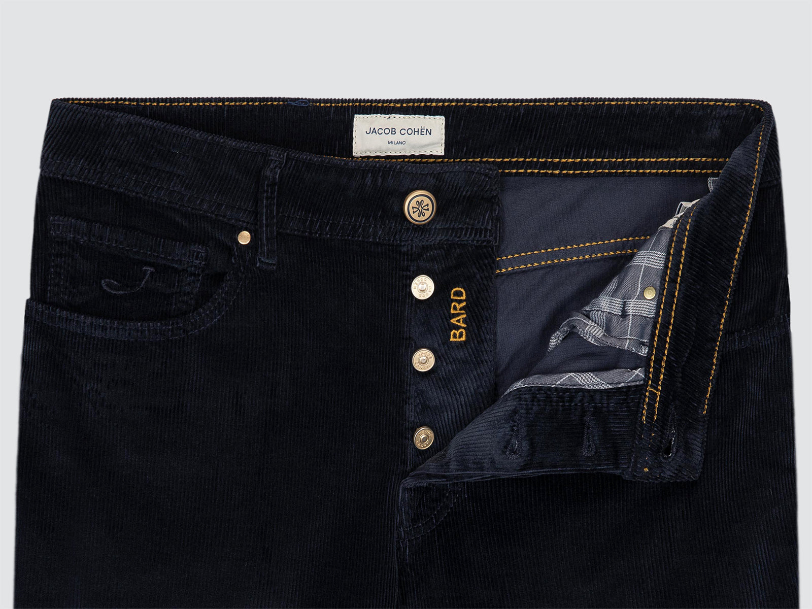 Bard navy blue stretch cotton corduroy