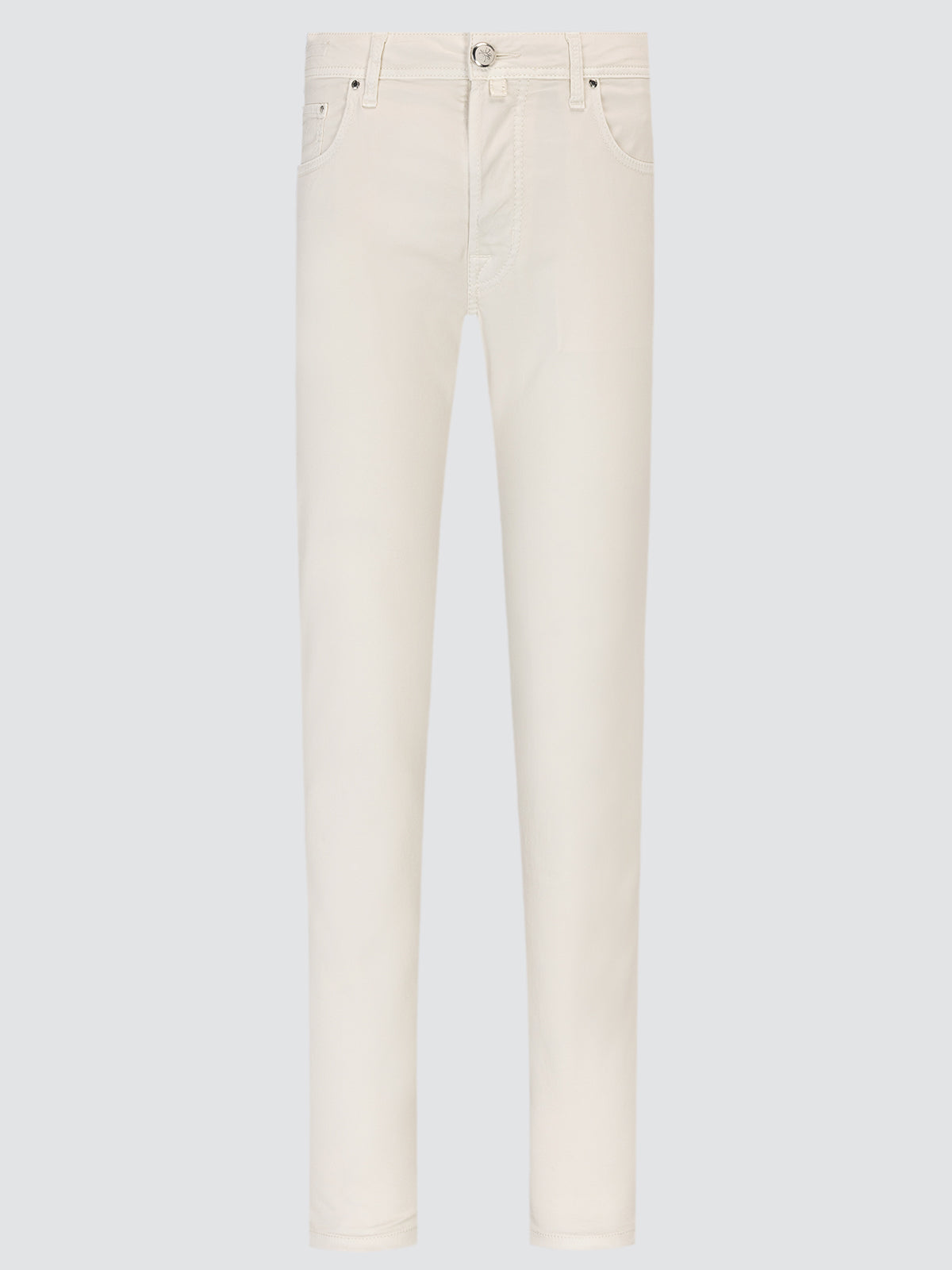 Off white pants on a light gray background