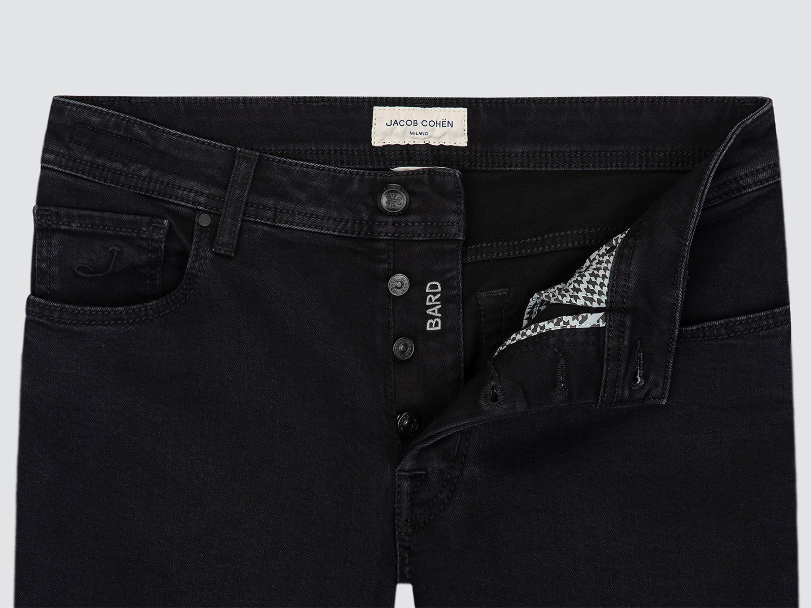 Bard jeans en denim stretch noir, délavage vintage