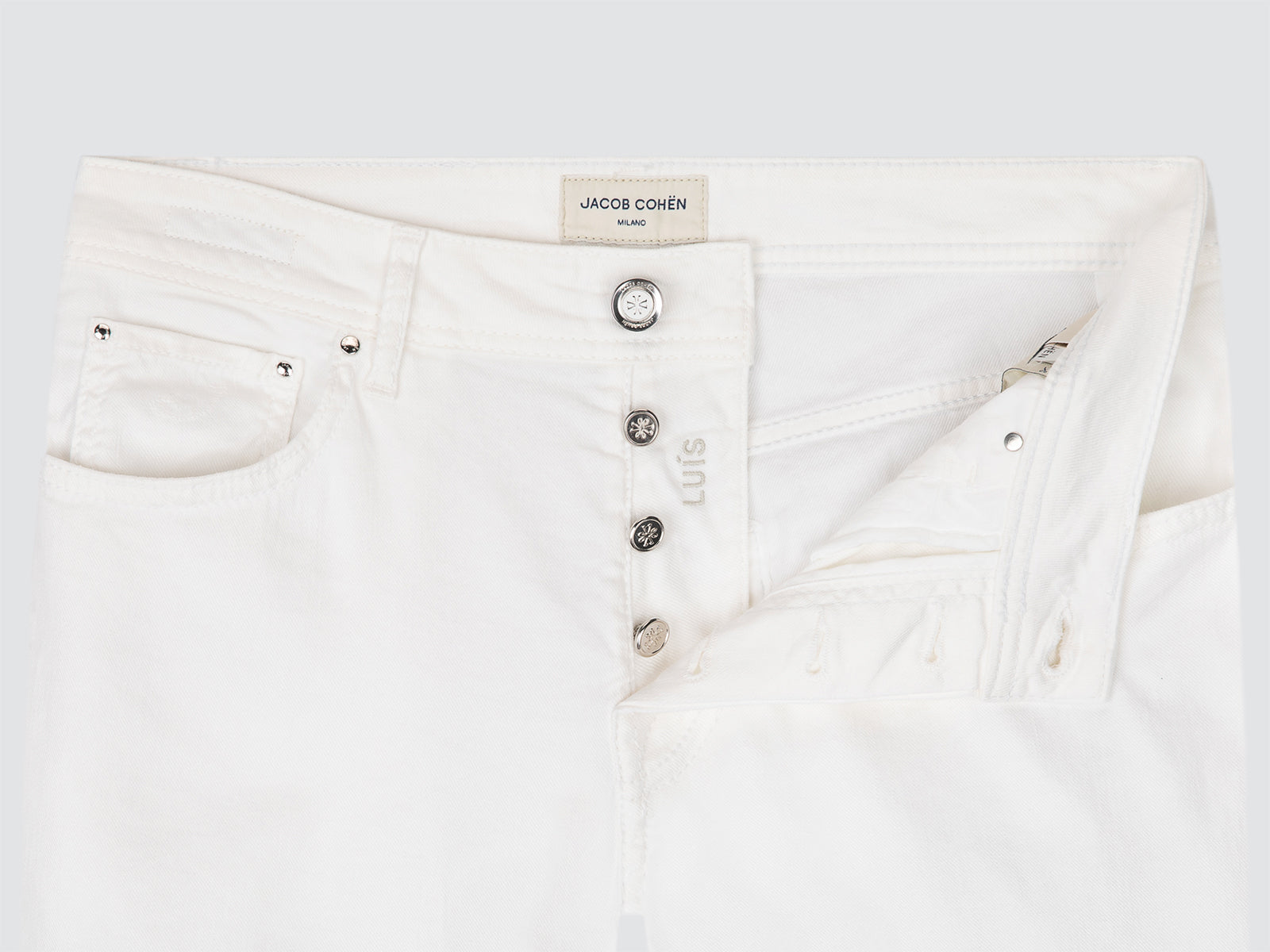 Luis - pantalon 5 poches en coton et lin stretch blanc