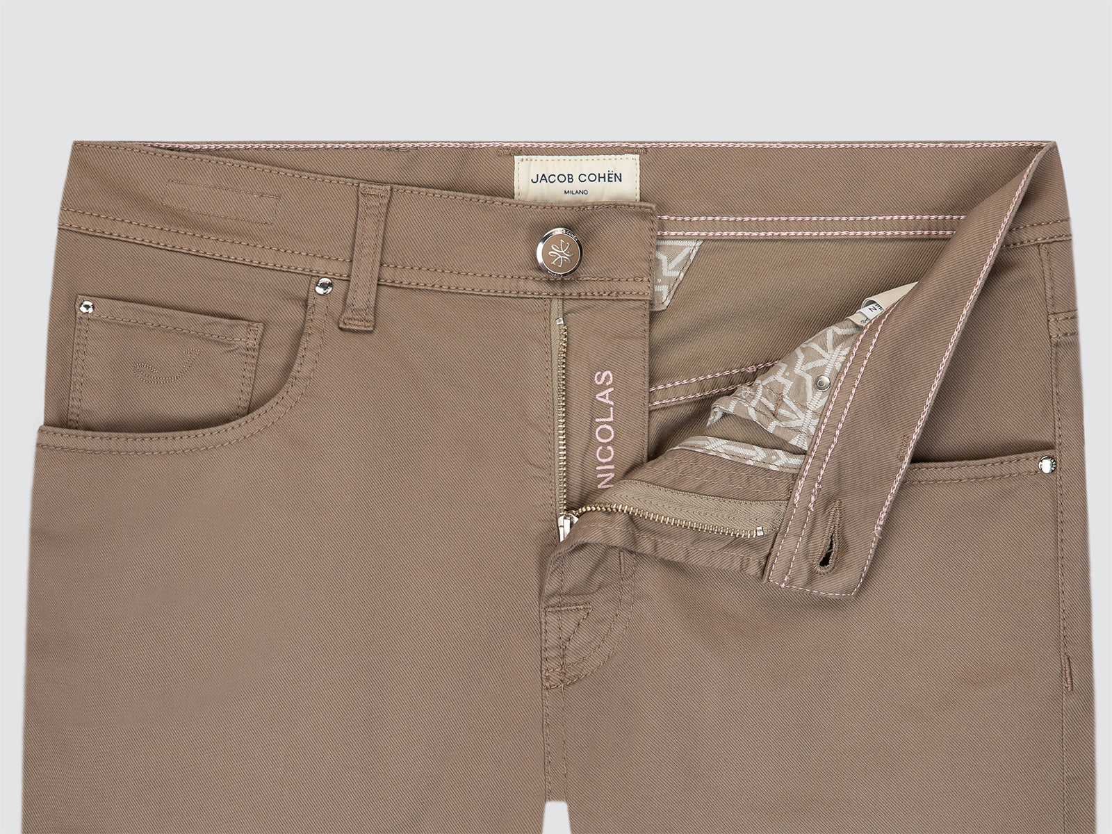 Nicolas Éléphant marron coton lyocell stretch