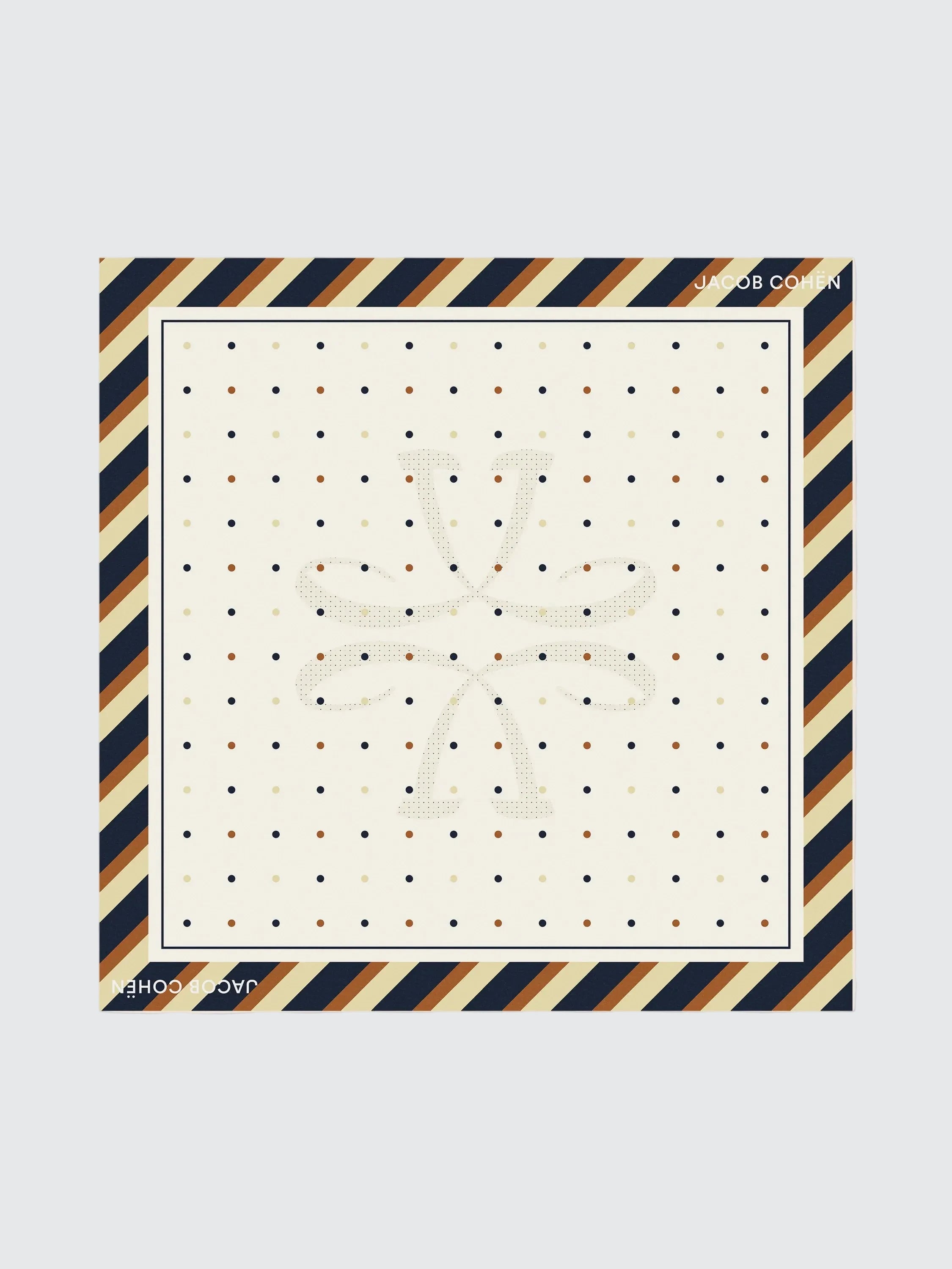 bandana Jacob Cohen  with a floral pattern and striped border on a grey background