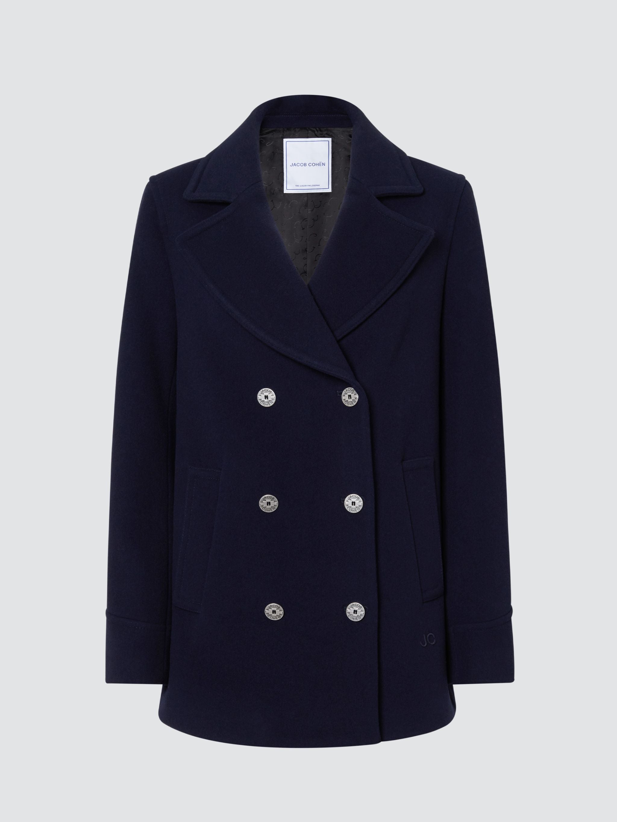 BLUE WOOL AND CASHMERE PEACOAT