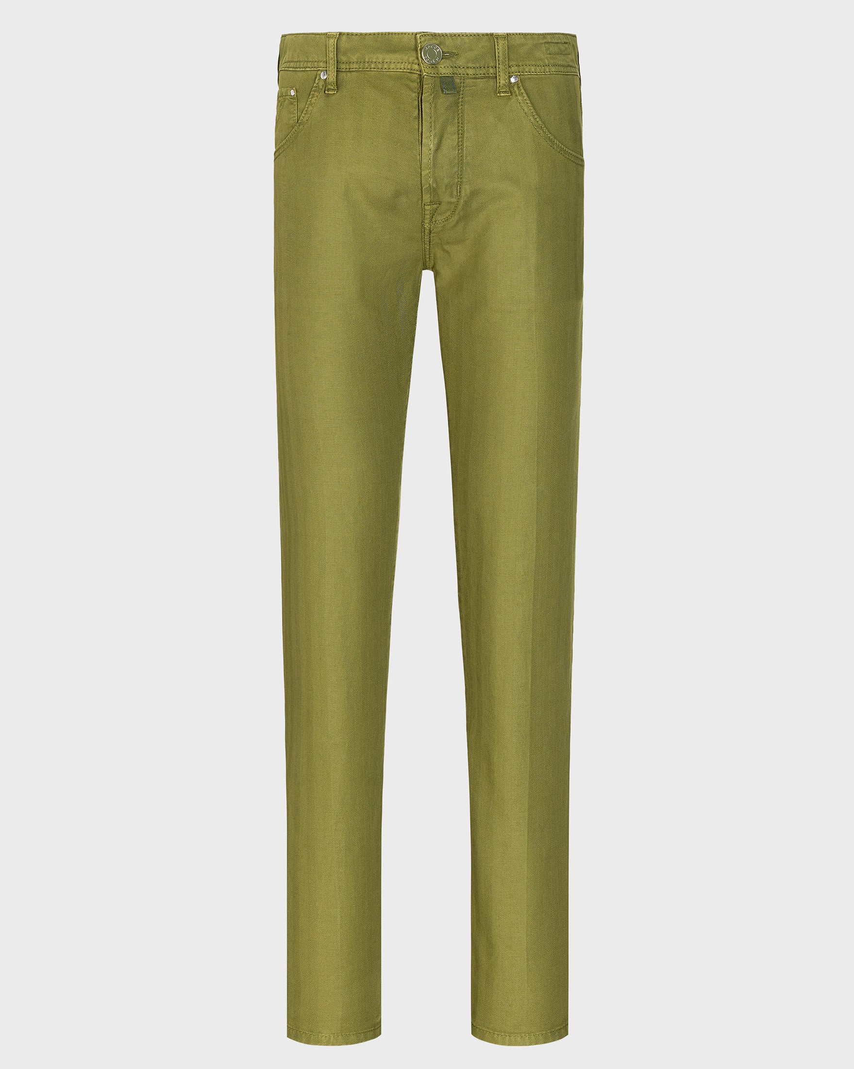 SCOTT CROPPED JEANS IN GREEN COTTON AND LINEN HERRINGBONE