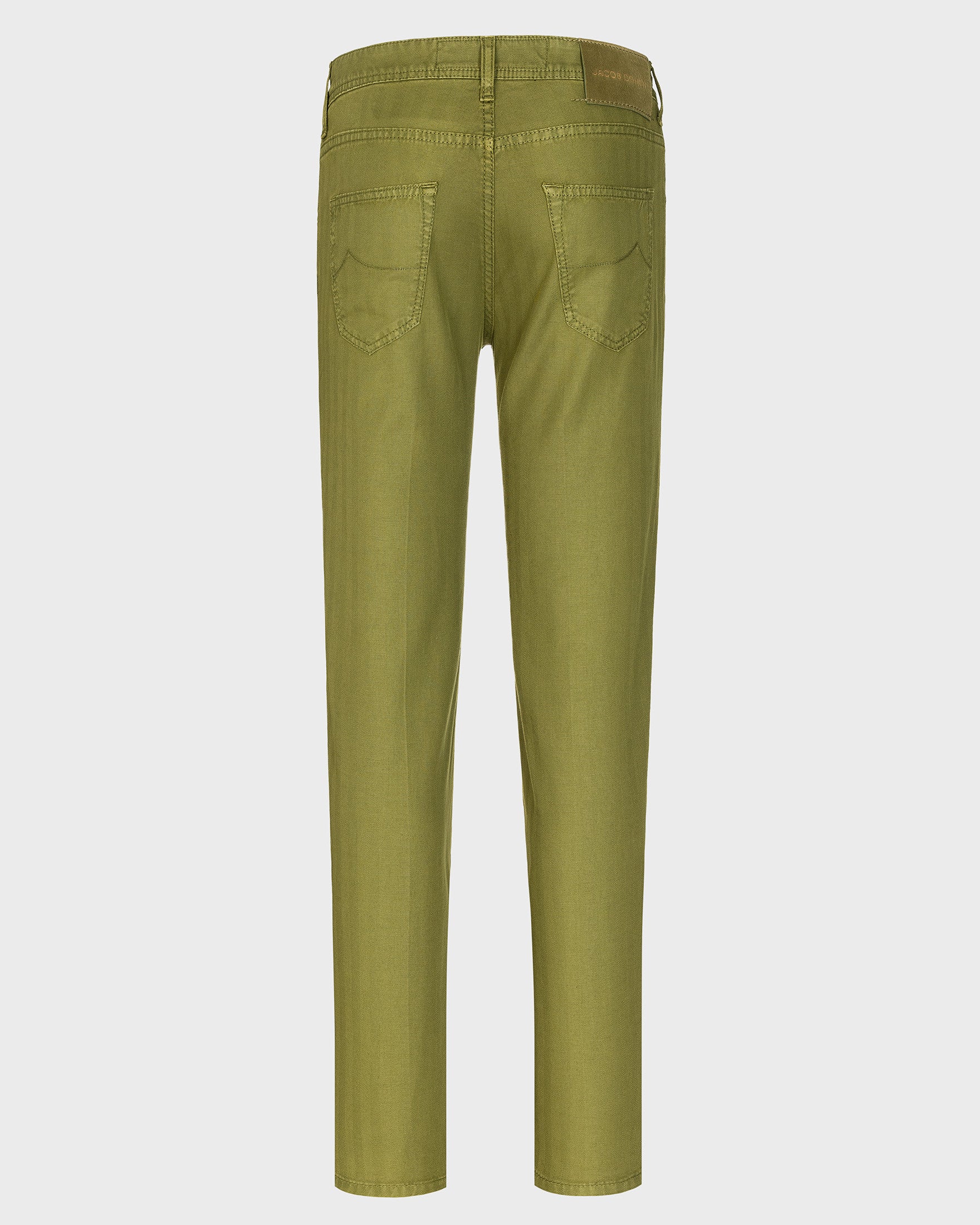 SCOTT CROPPED JEANS IN GREEN COTTON AND LINEN HERRINGBONE