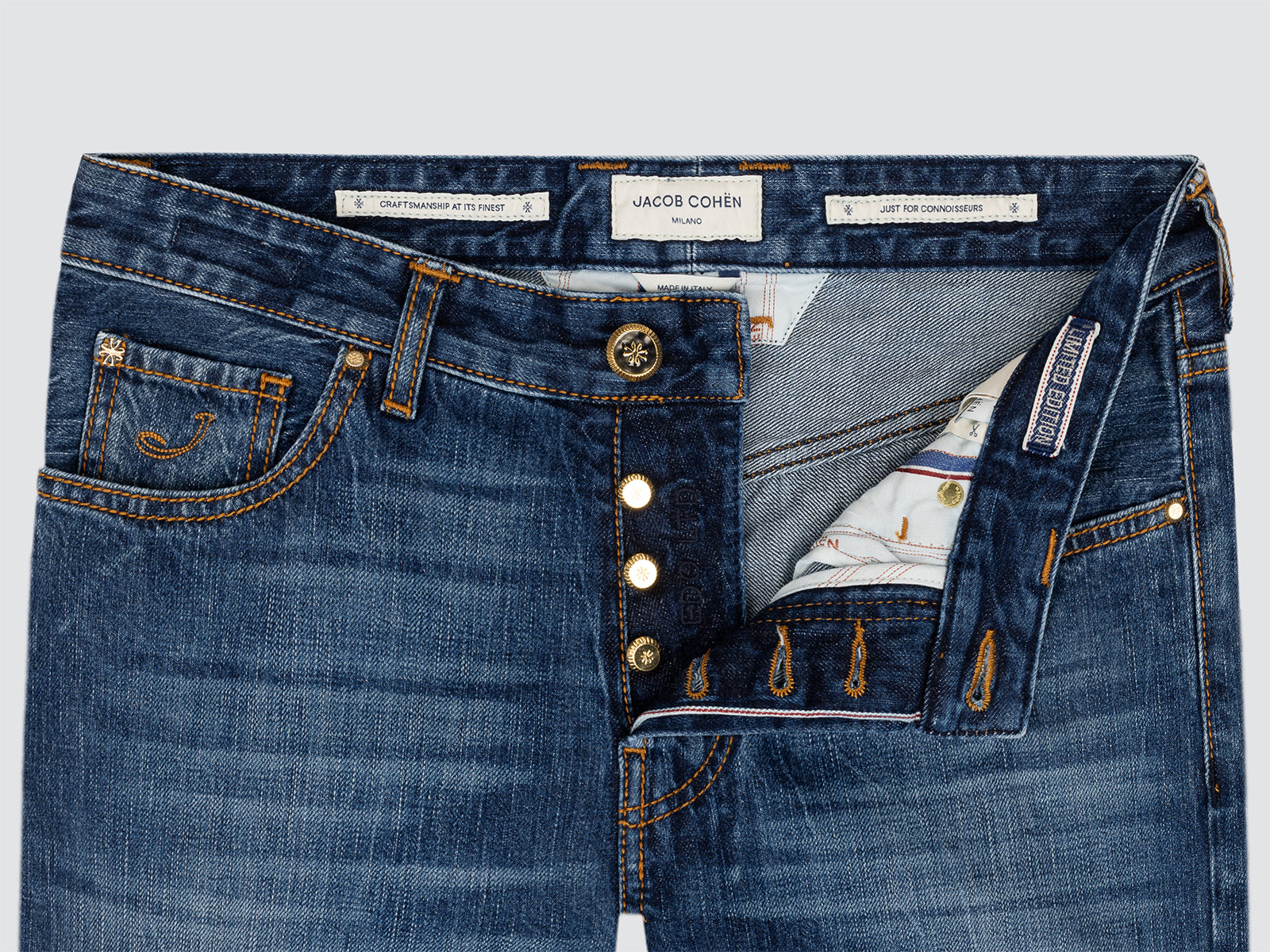 Edo LTD Regular straight Jeans in Mid Blue Selvedge Denim