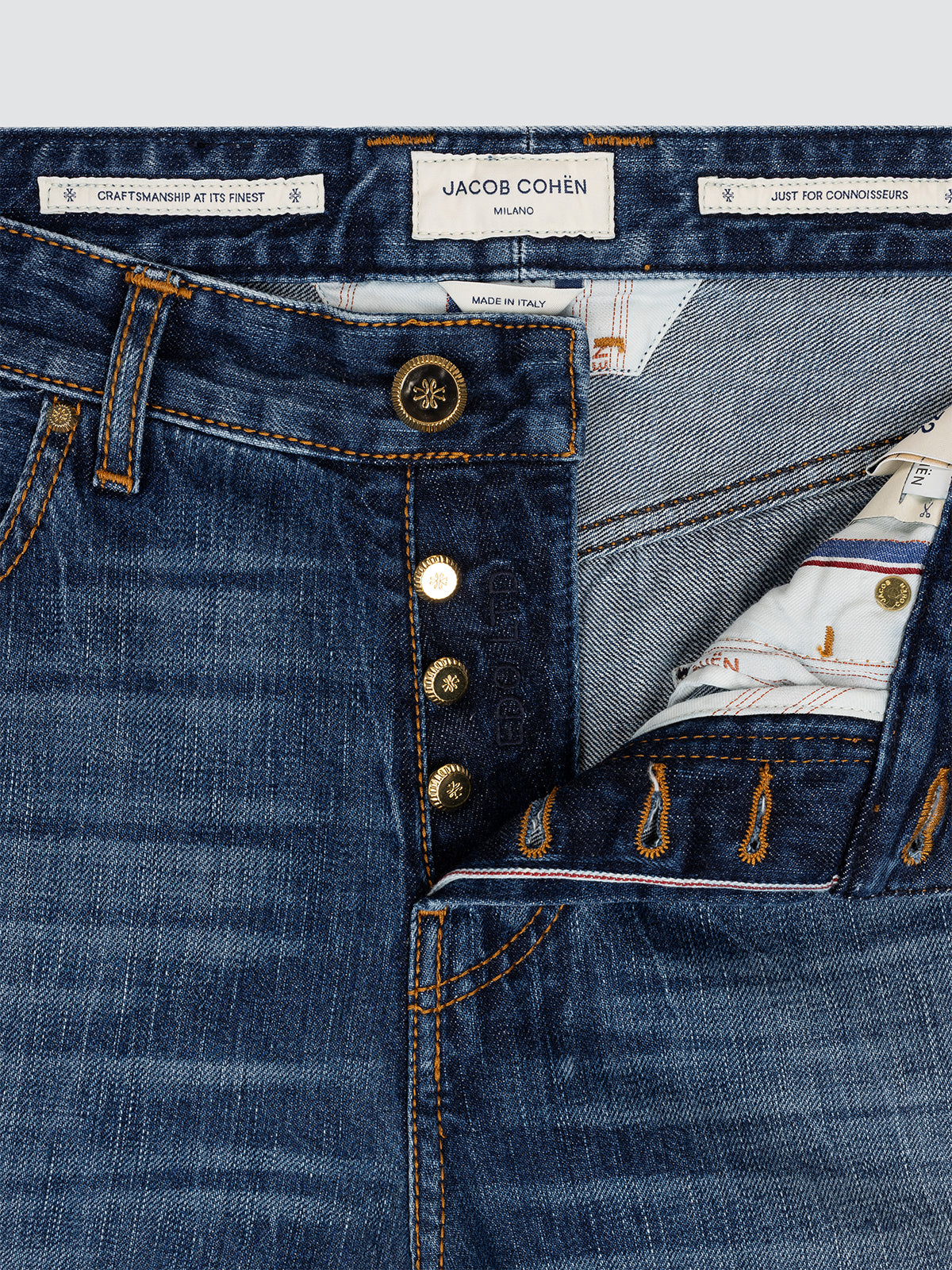Edo LTD Regular straight Jeans in Mid Blue Selvedge Denim