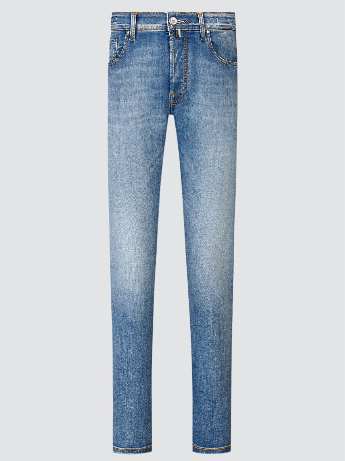Pair of light blue jeans Jacob Cohen limited on a light gray background