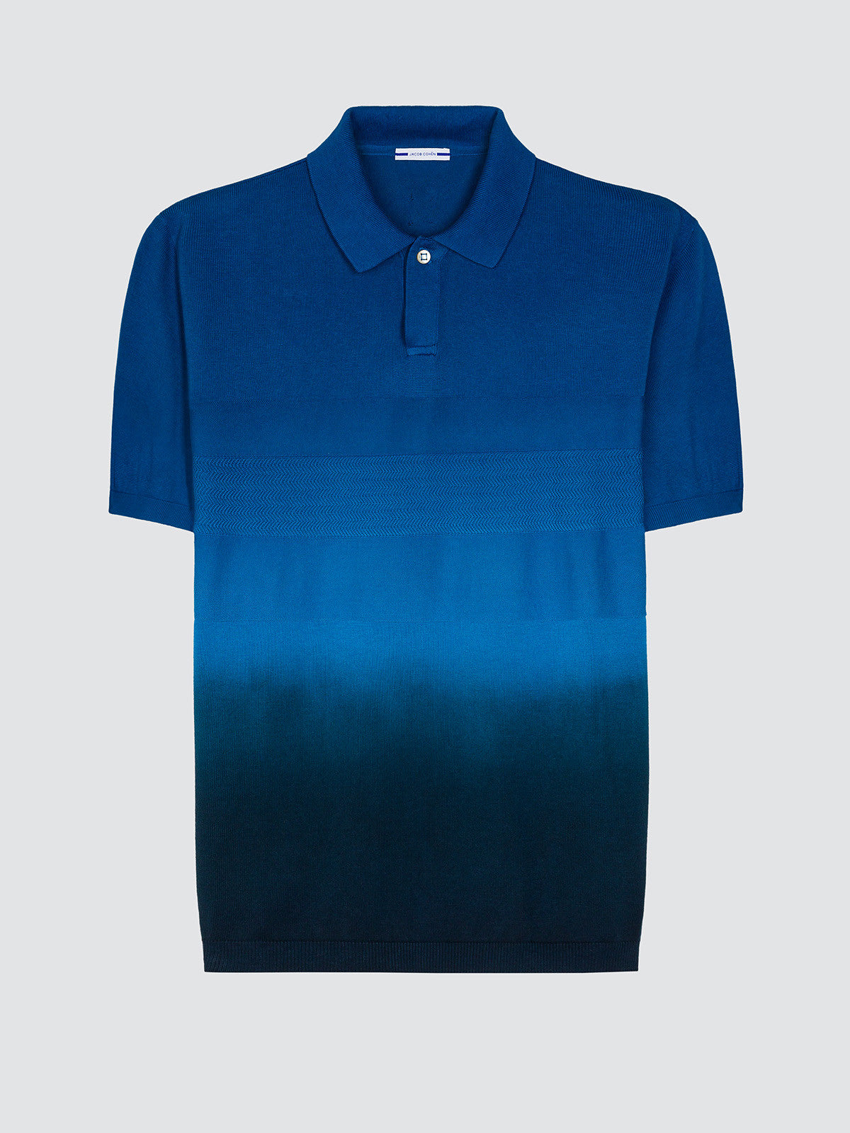 BLUE SHADED COTTON KNIT POLO SHIRT