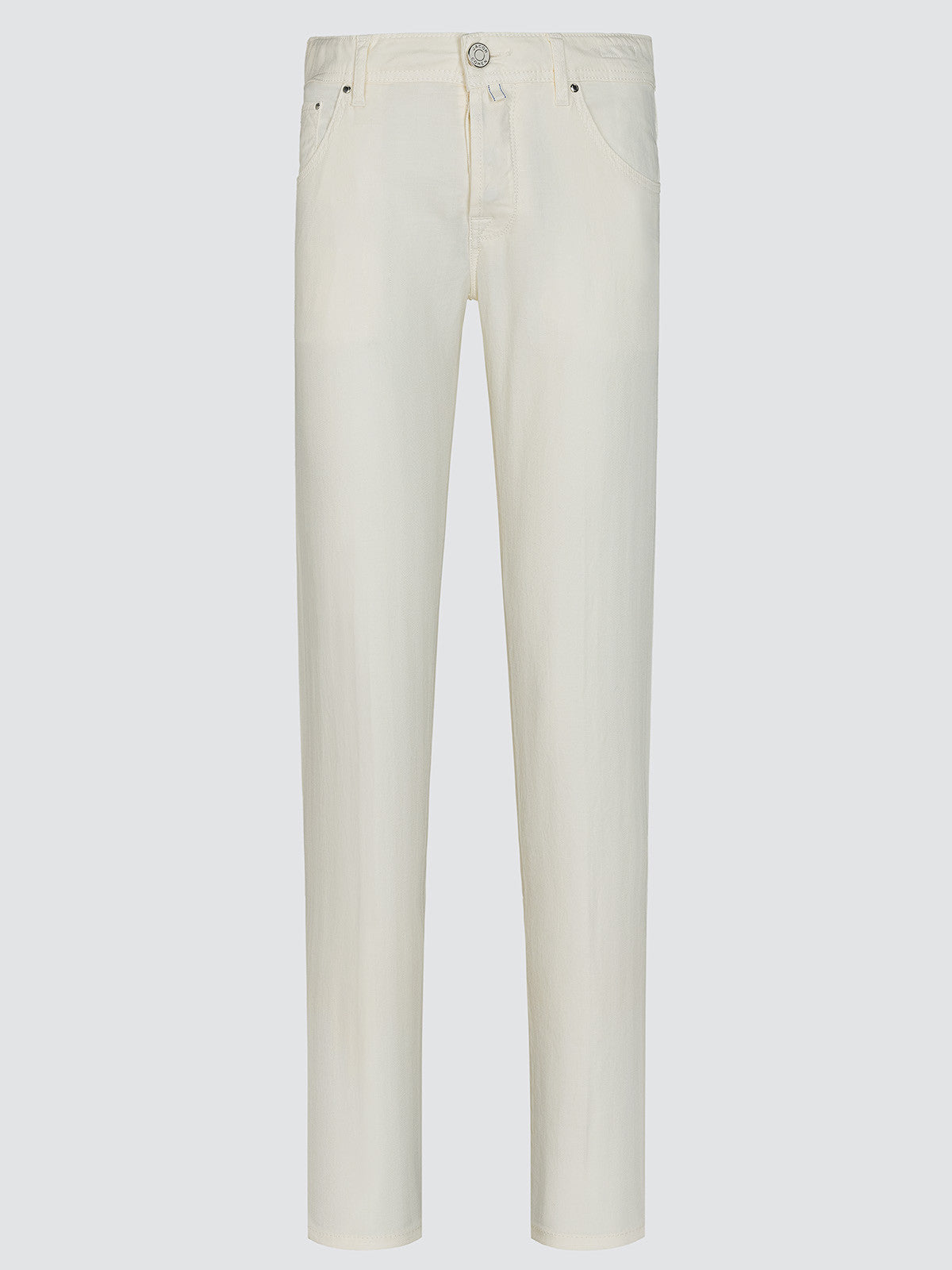 SCOTT CROPPED JEANS IN OFF WHITE COTTON AND LINEN HERRINGBONE