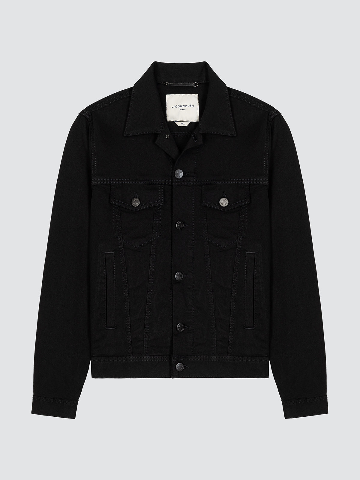 Jacob Cohën black trucker jacket front view