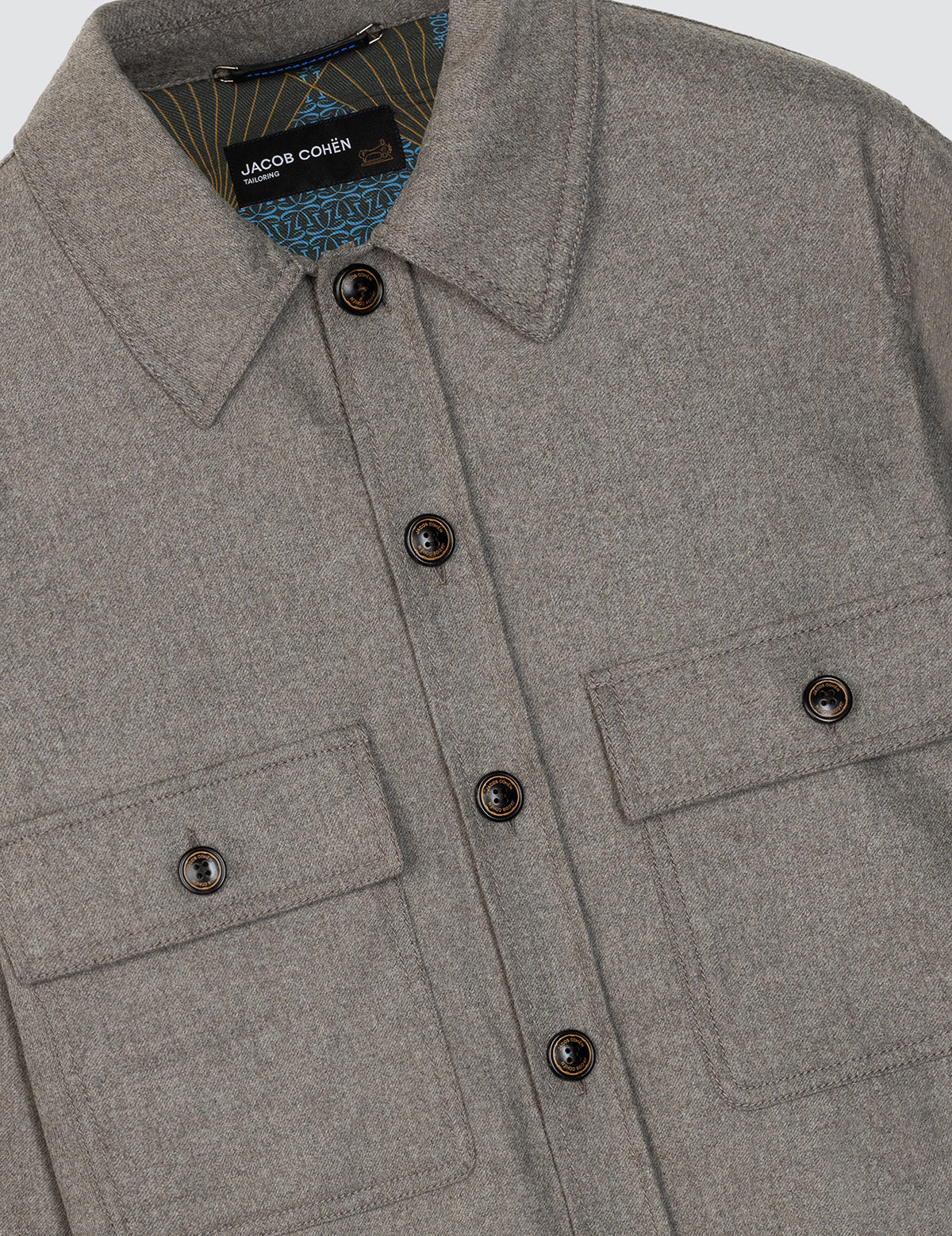 BEIGE TAUPE WOOL FLANNEL OVERSHIRT