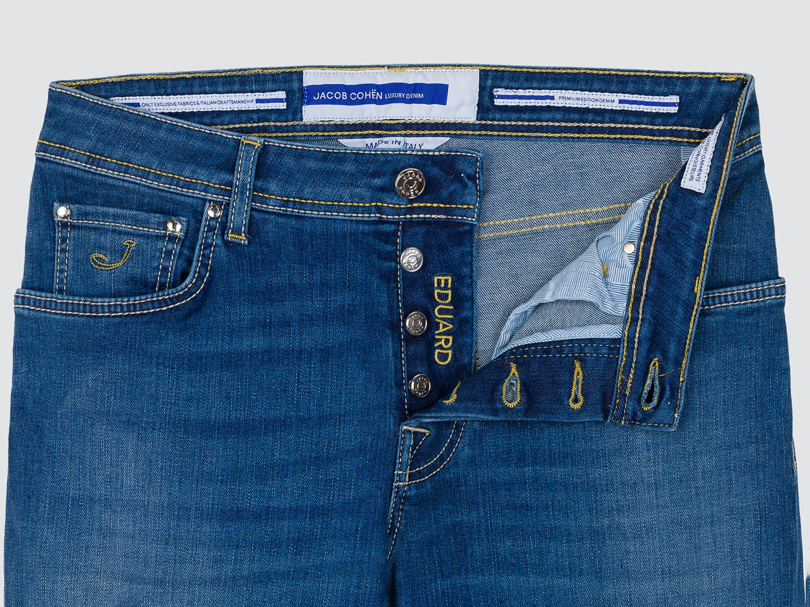 Jacob Cohen jeans Eduard blue stretch yellow stitches