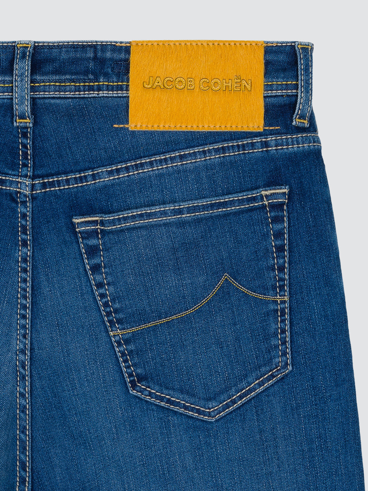 jeans from Jacob Cohën model Eduard yellow back patch calf hair