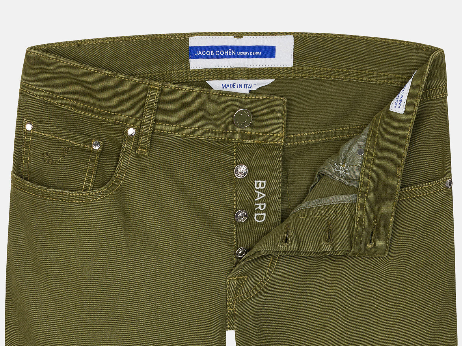 BARD OLIJFGROENE GARMENT-DYE TWILL BROEK