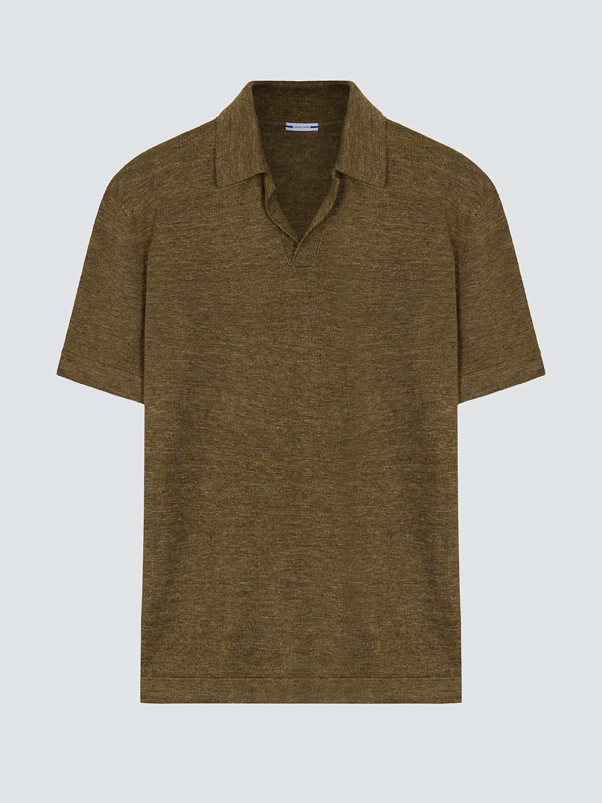 Military green linen polo Jaco cohen