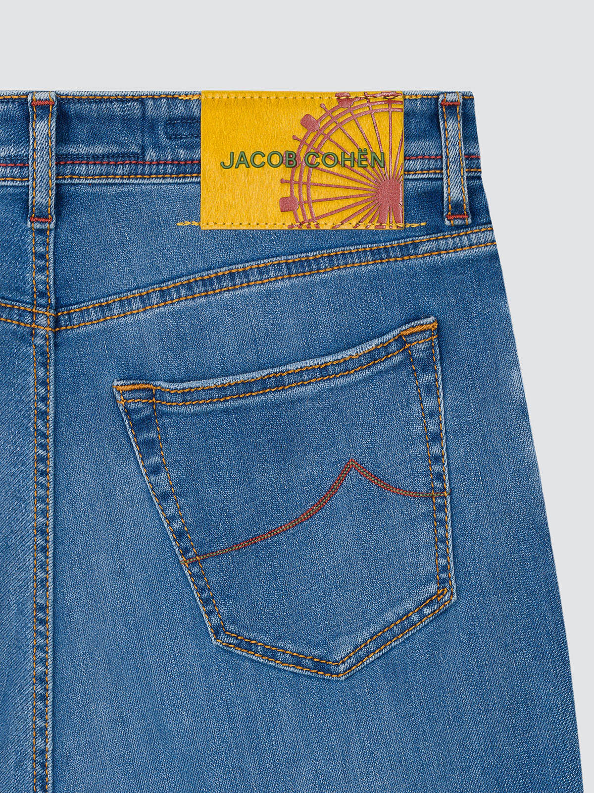 JEANS JACOB COHEN LIGHT BLUE YELLOW PATCH GRAND TOUR VIENNA