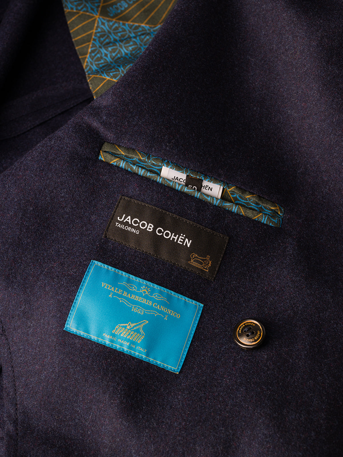 Veste croisée Jacob Cohën flanelle bleu marine