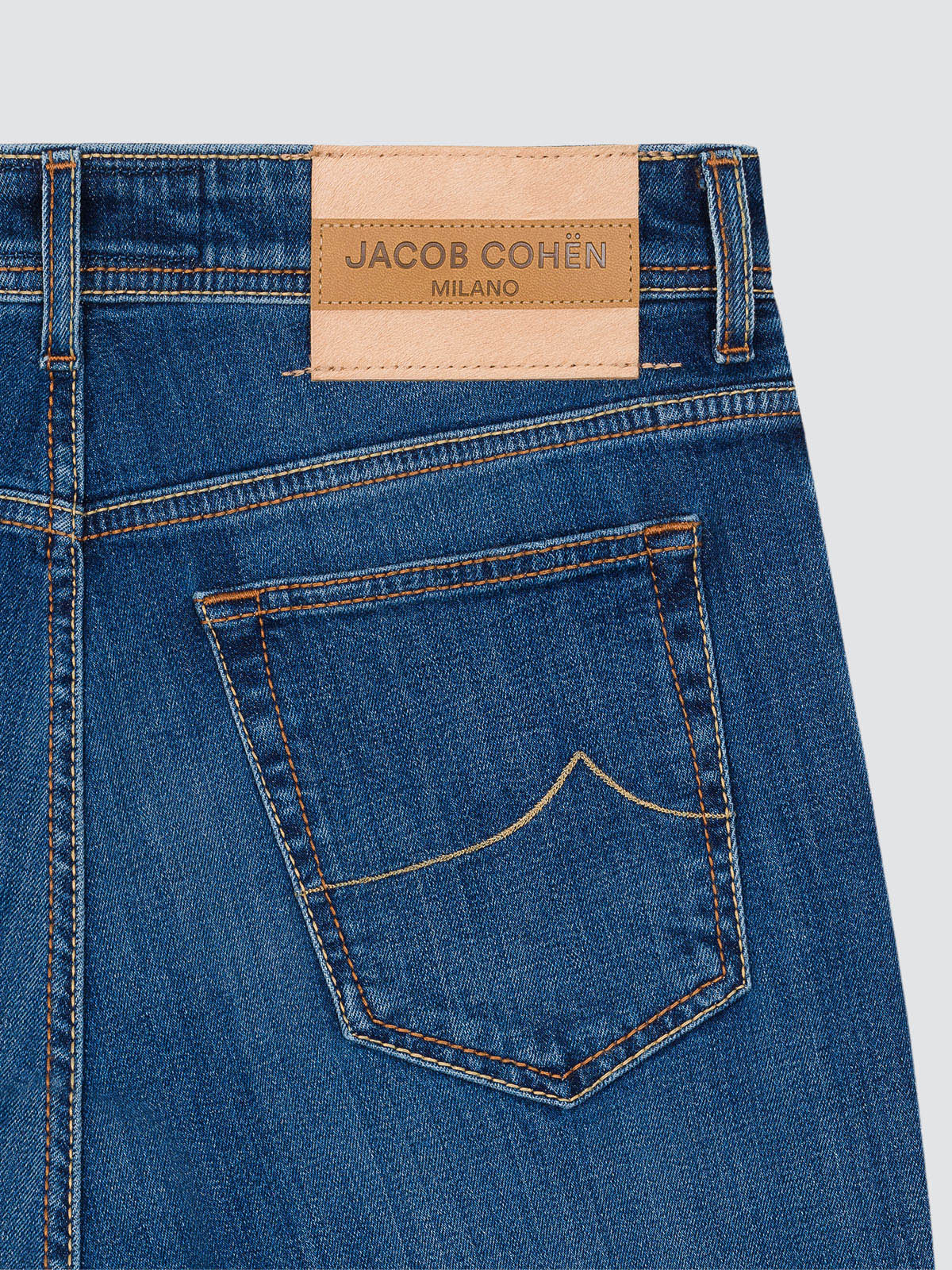 JACOB COHEN LIGHT BLUE JEANS STRETCH PATCH BEIGE MILANO