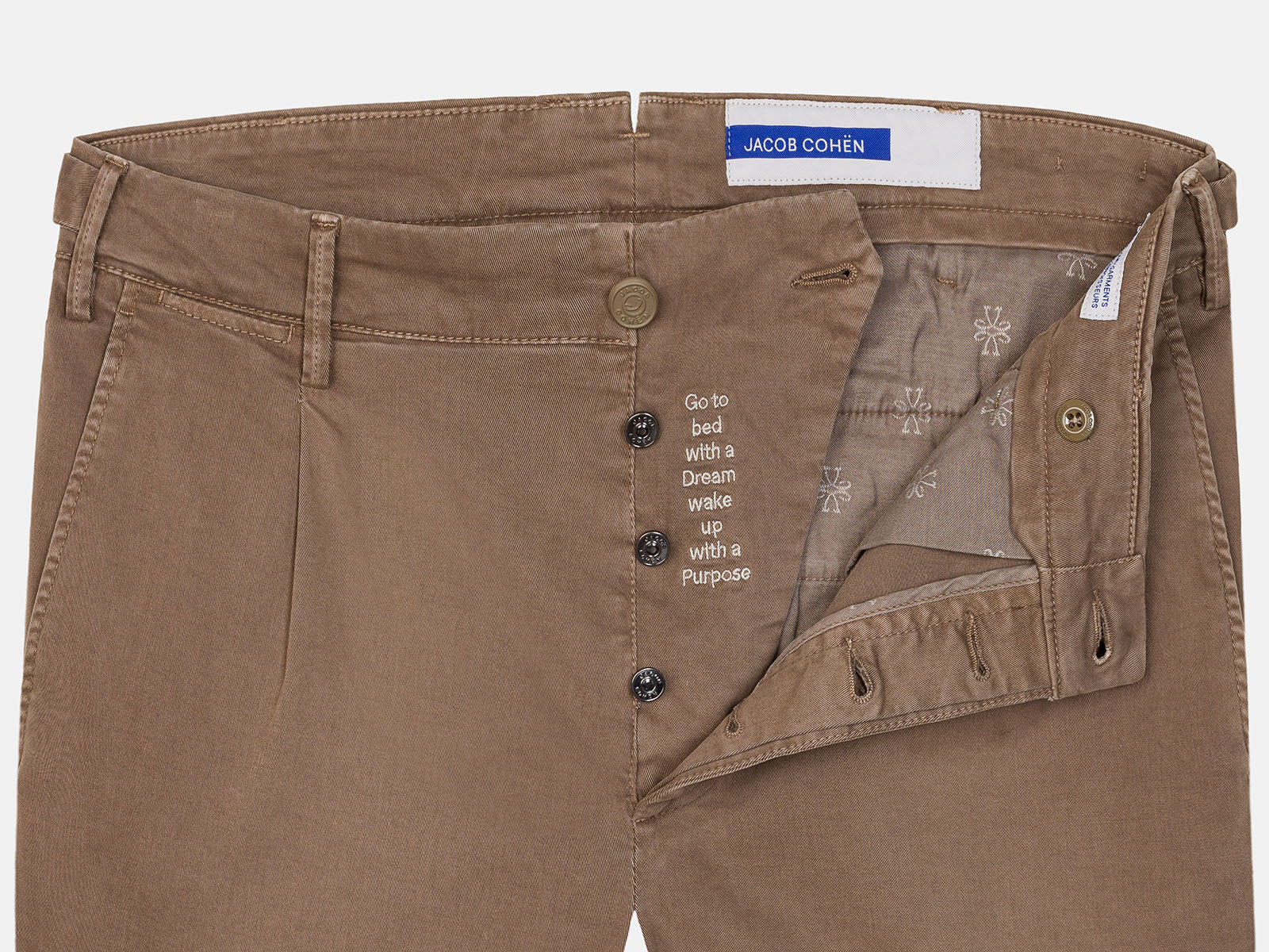 CHINOS HENRY EN GABARDINE DE COTON MARRON ELEPHANT