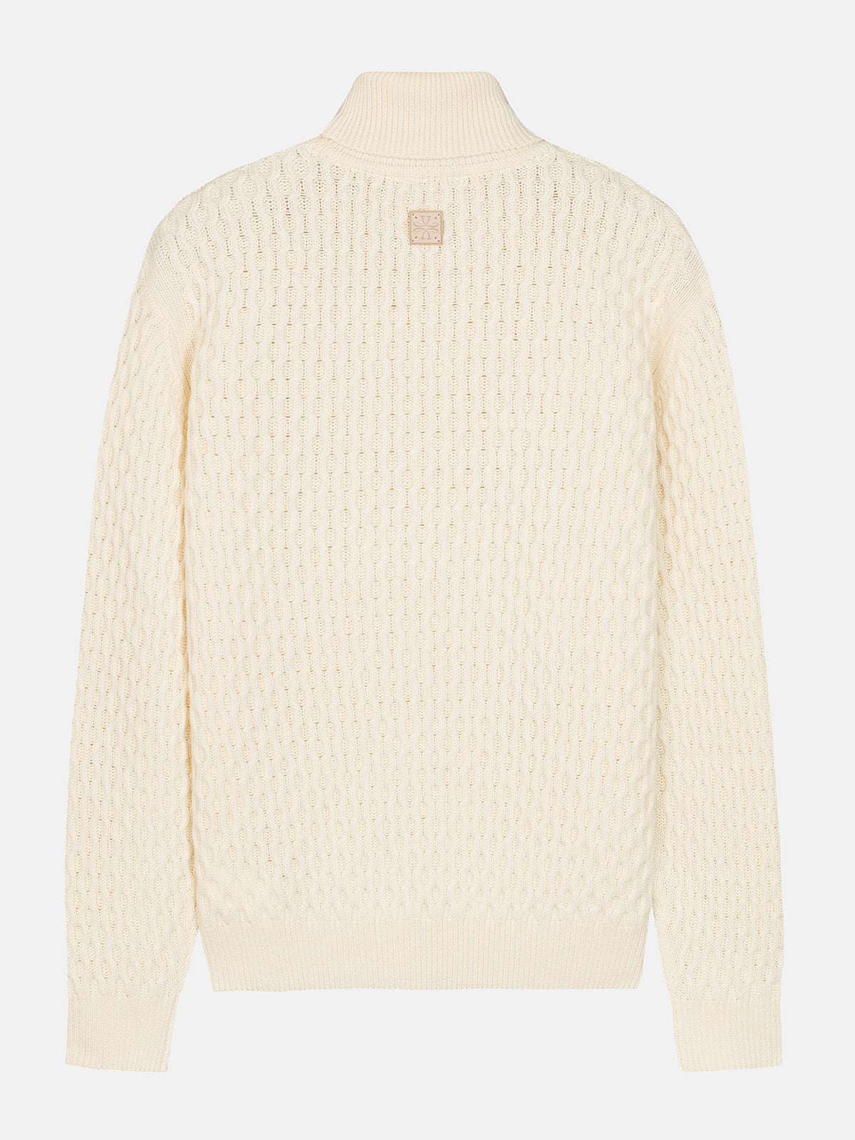 PULL COL ROULE BLANC CASSE EN LAINE