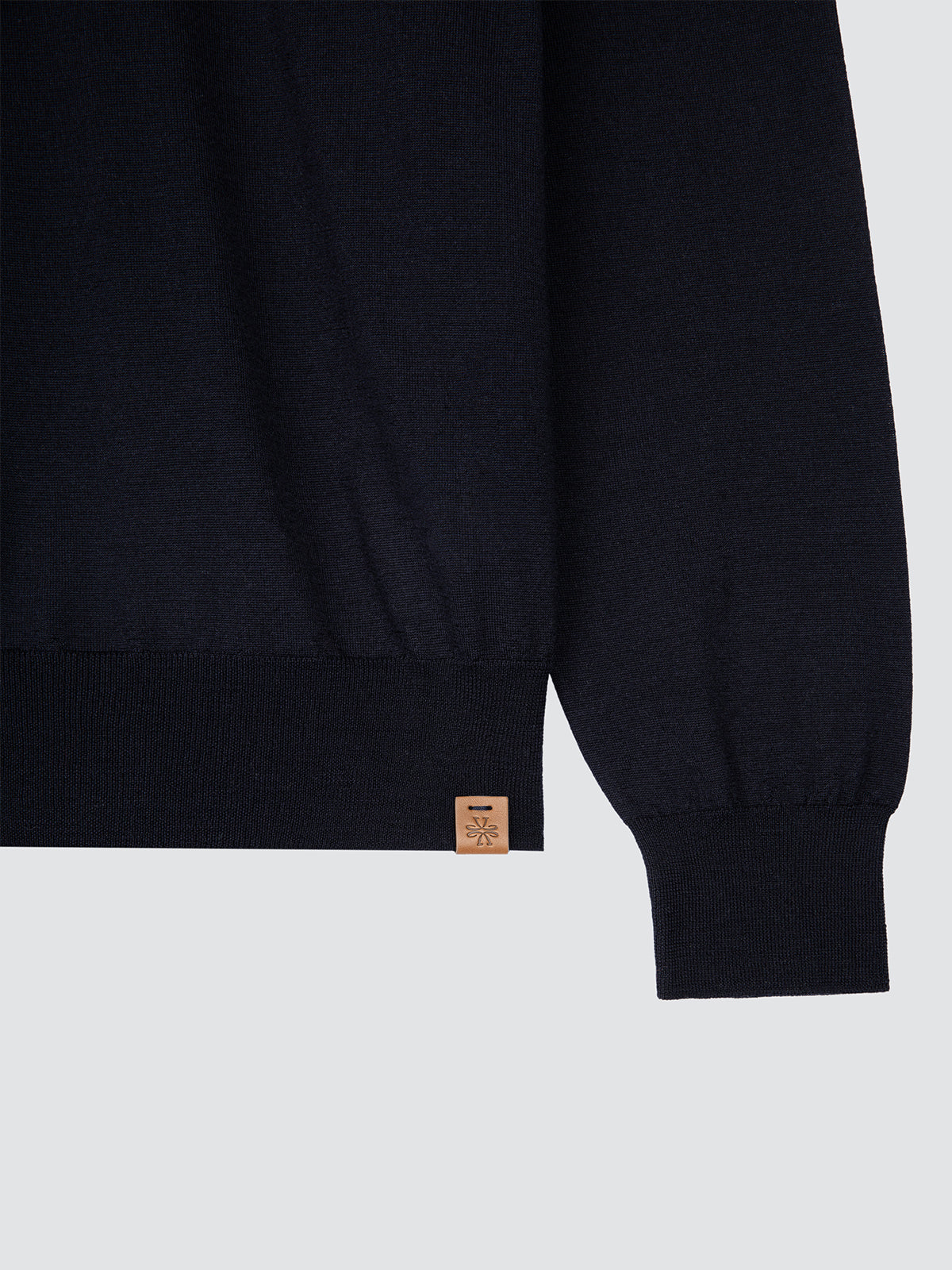 Sweater in Navy Blue Wool and Silk