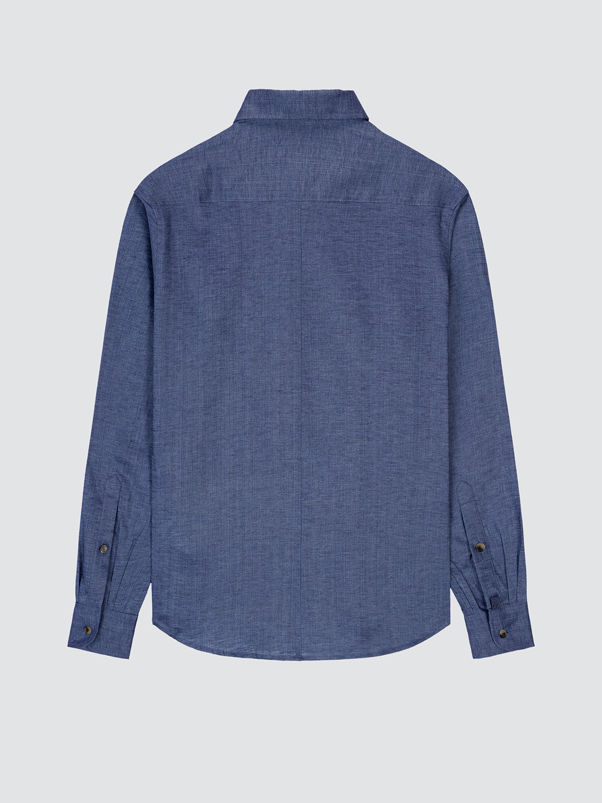 back view Blue shirt on a light gray background