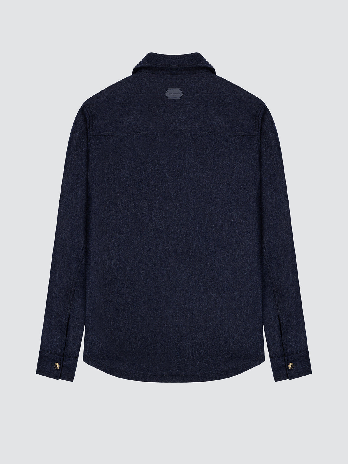 Marineblauw wollen flanellen overshirt