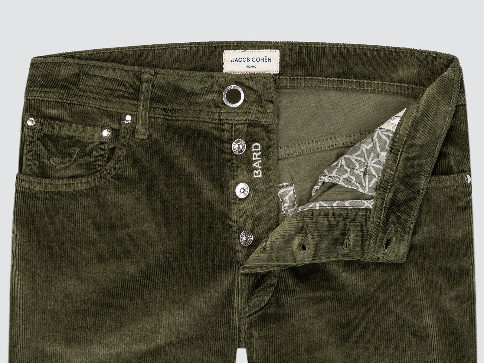 Pantalon Bard en velours côtelé extensible vert