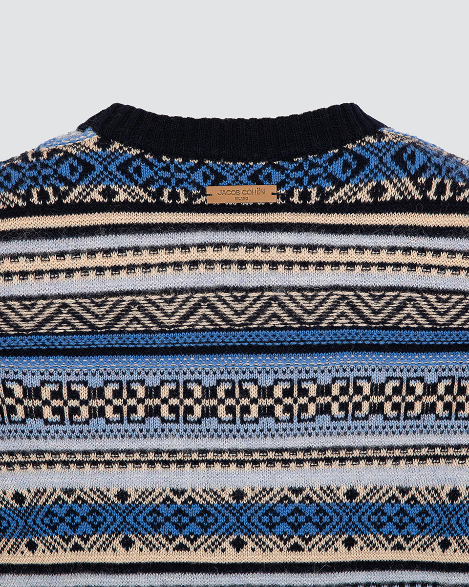 Jacquard Wool Blend Sweater crew neck