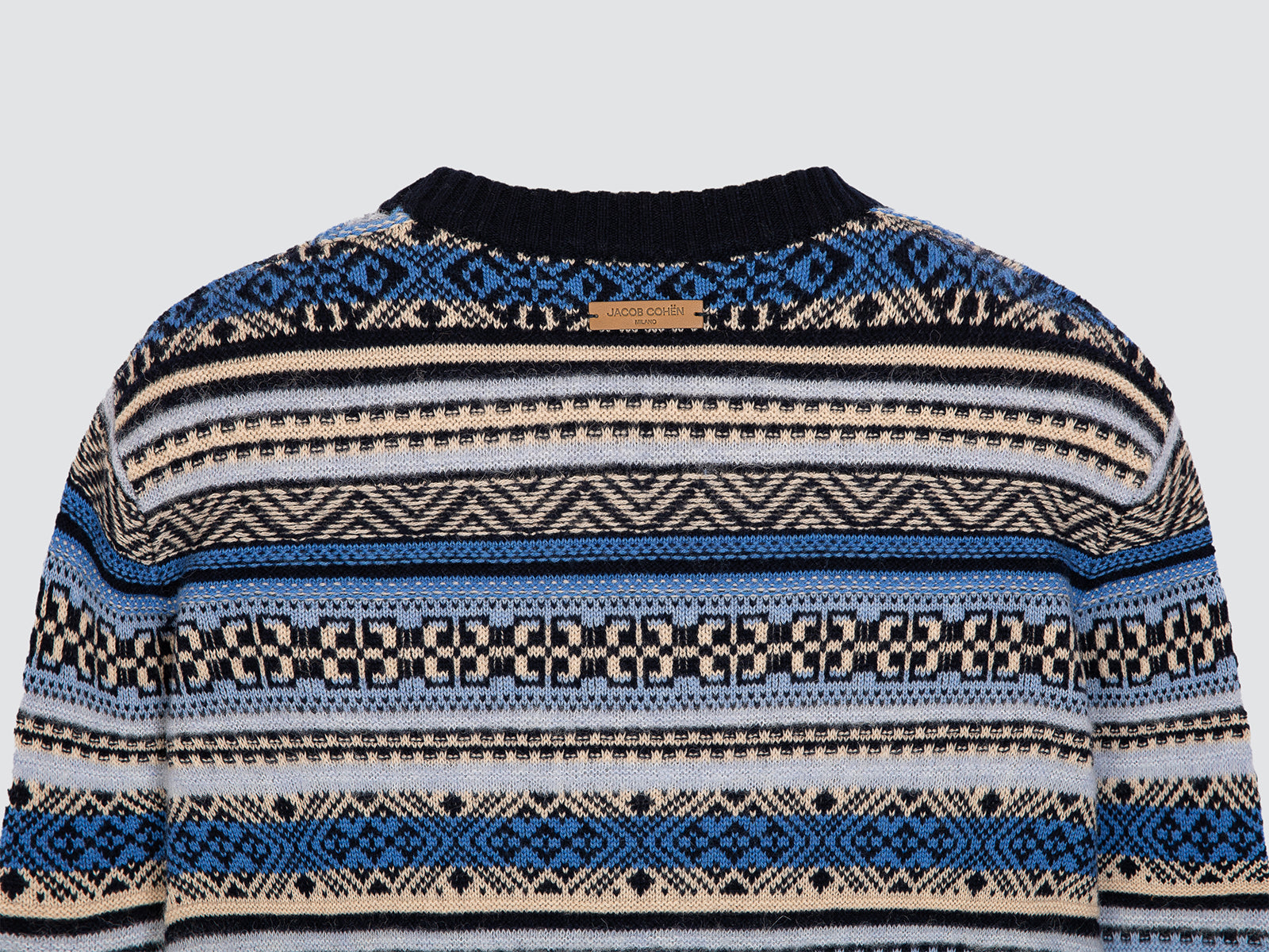 Jacquard Wool Blend Sweater crew neck