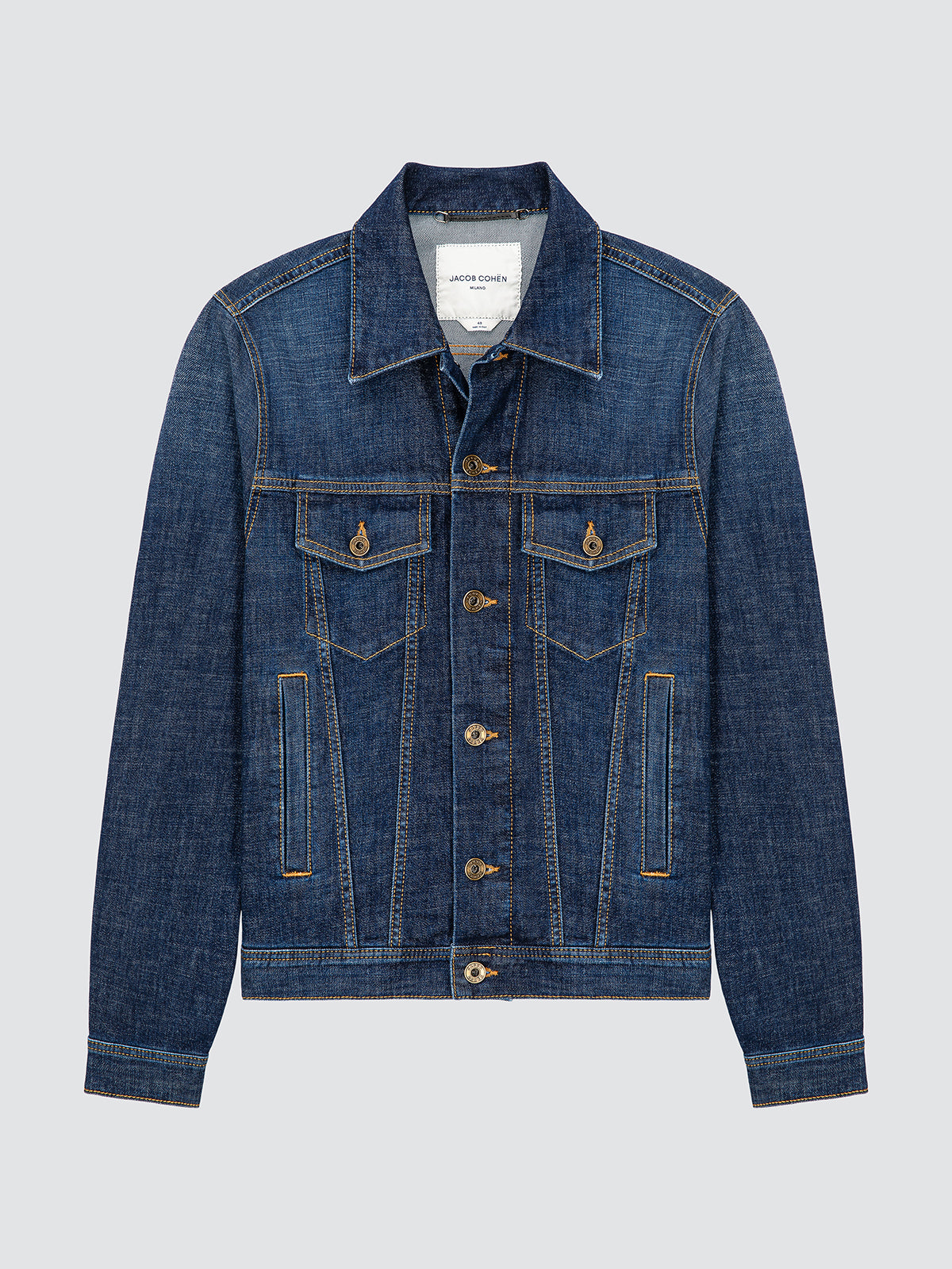Blouson - veste Jacob Cohën en jean denim bleu legerement delave stretch front view