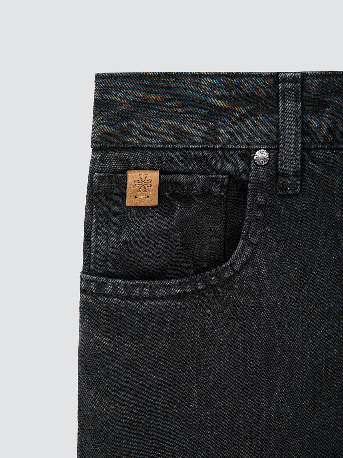 Peggy Wide Cropped 5 Pocket Jeans in Black Recycled Cotton Denim