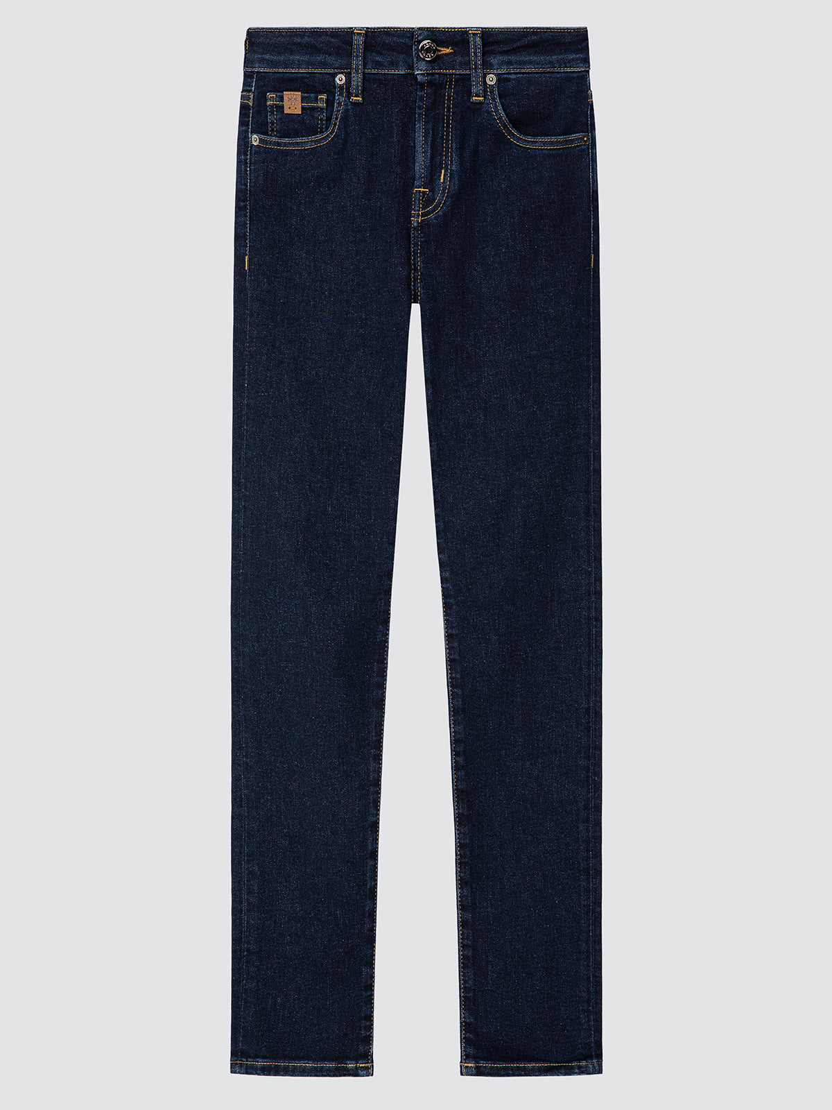 Pair of dark blue jeans Jacob Cohën Kimberly woman on a light gray background