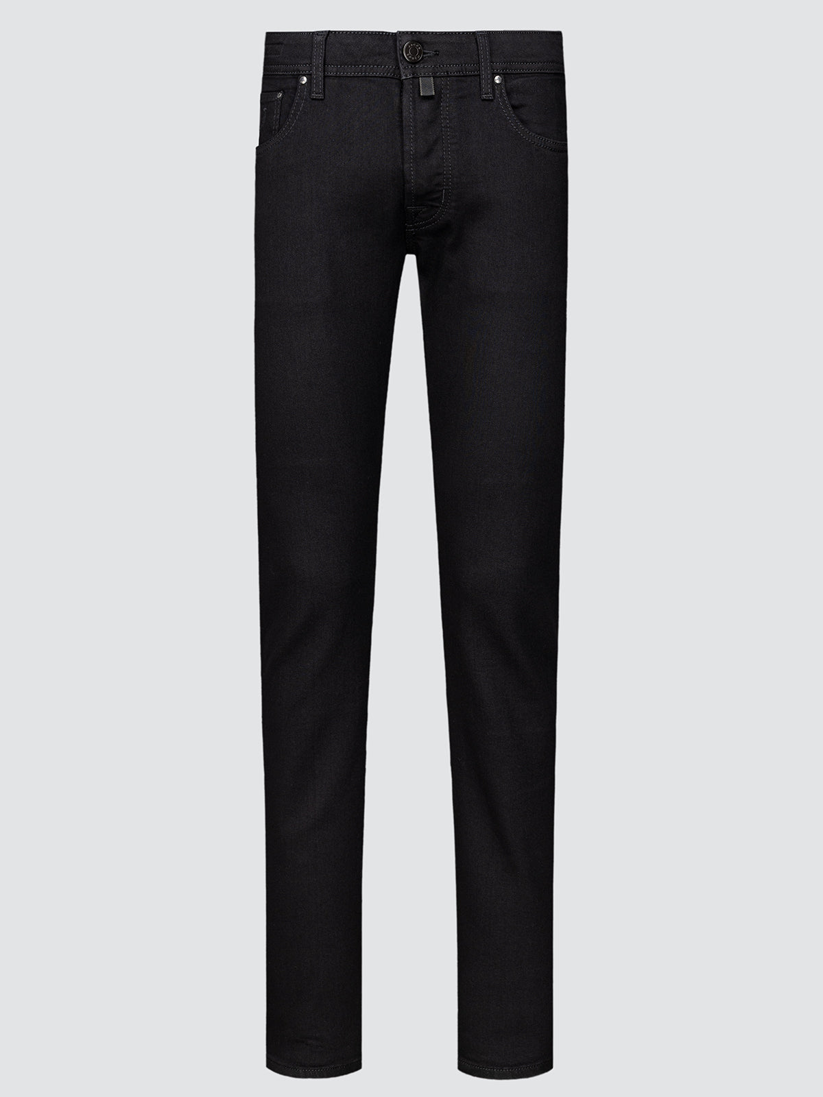 Black jeans on a light gray background
