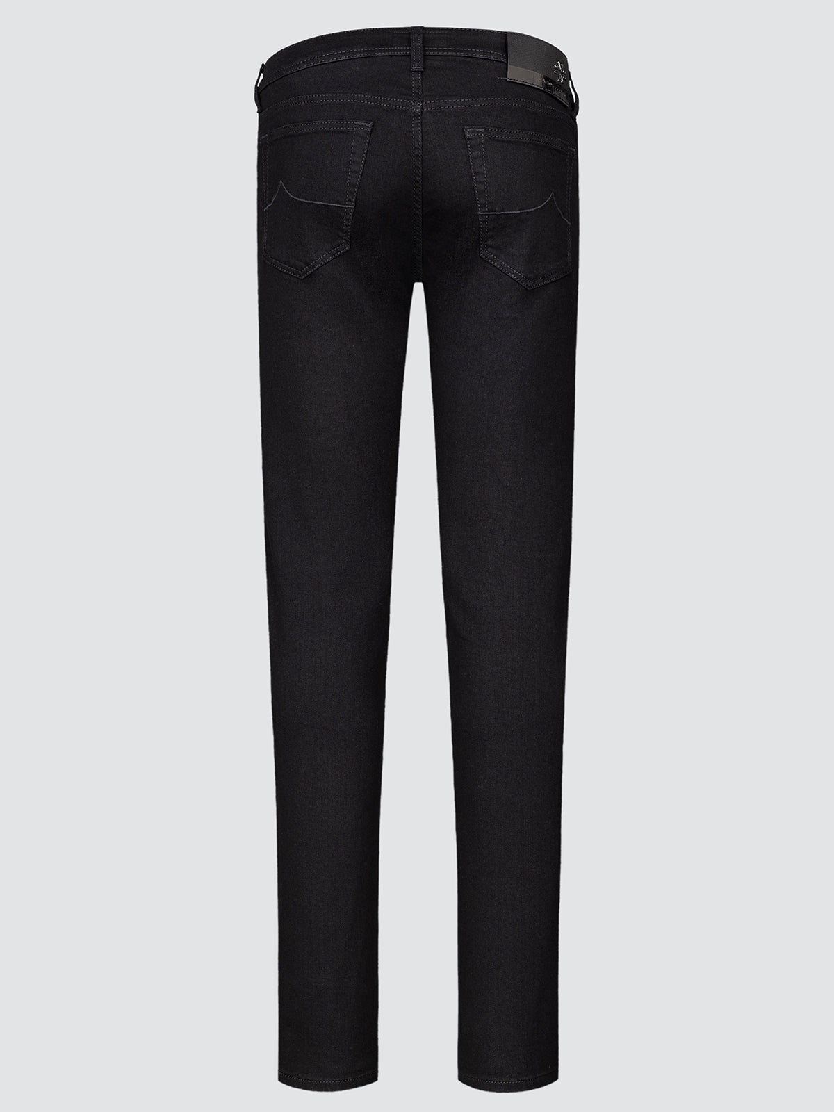 Black jeans shown from the back on a light gray background
