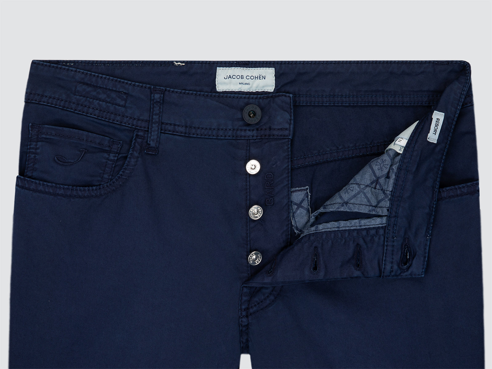 Bard blaue Hose aus Stretch-Gabardine