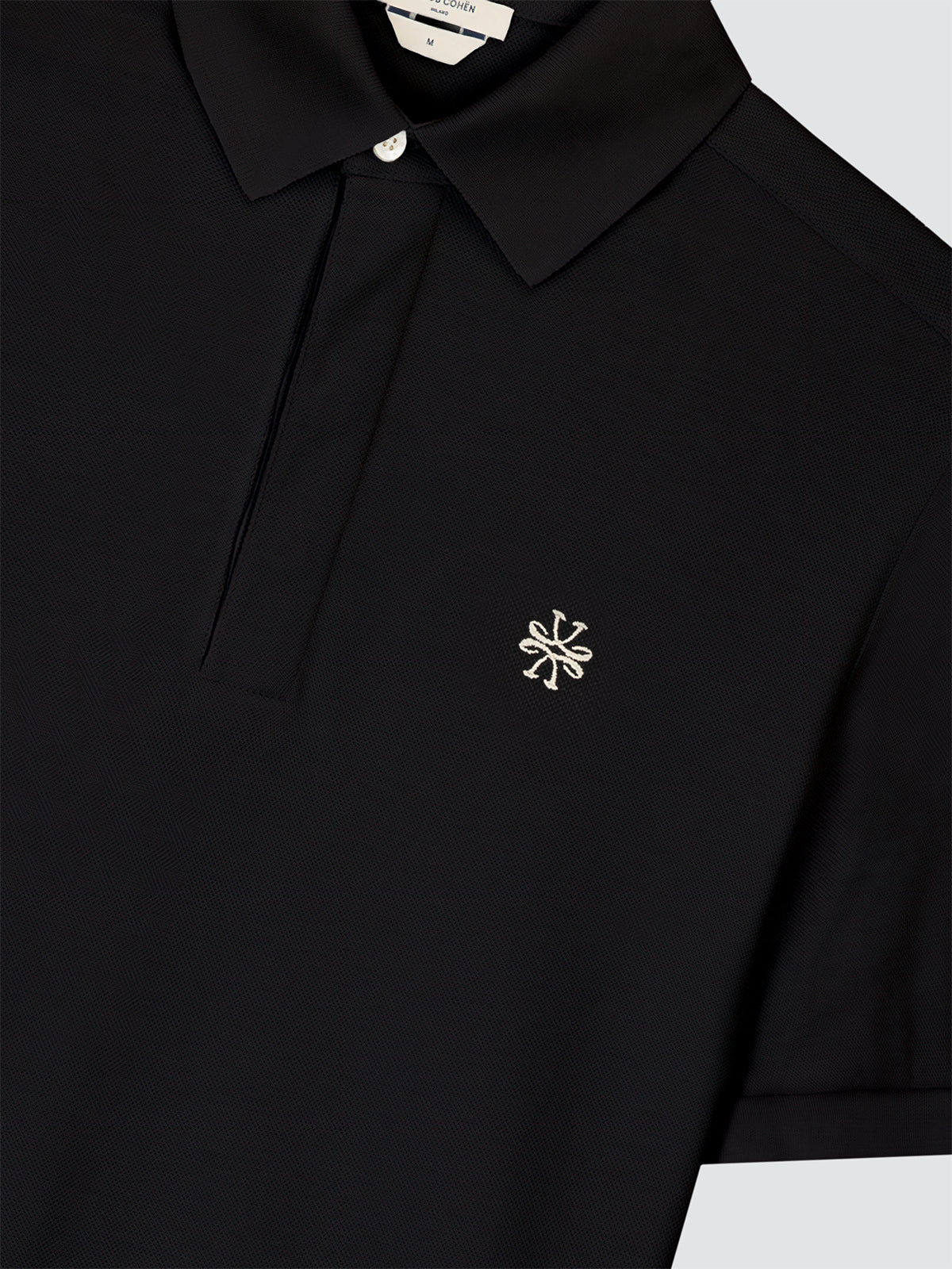 Navy blue pique polo - concealed placket